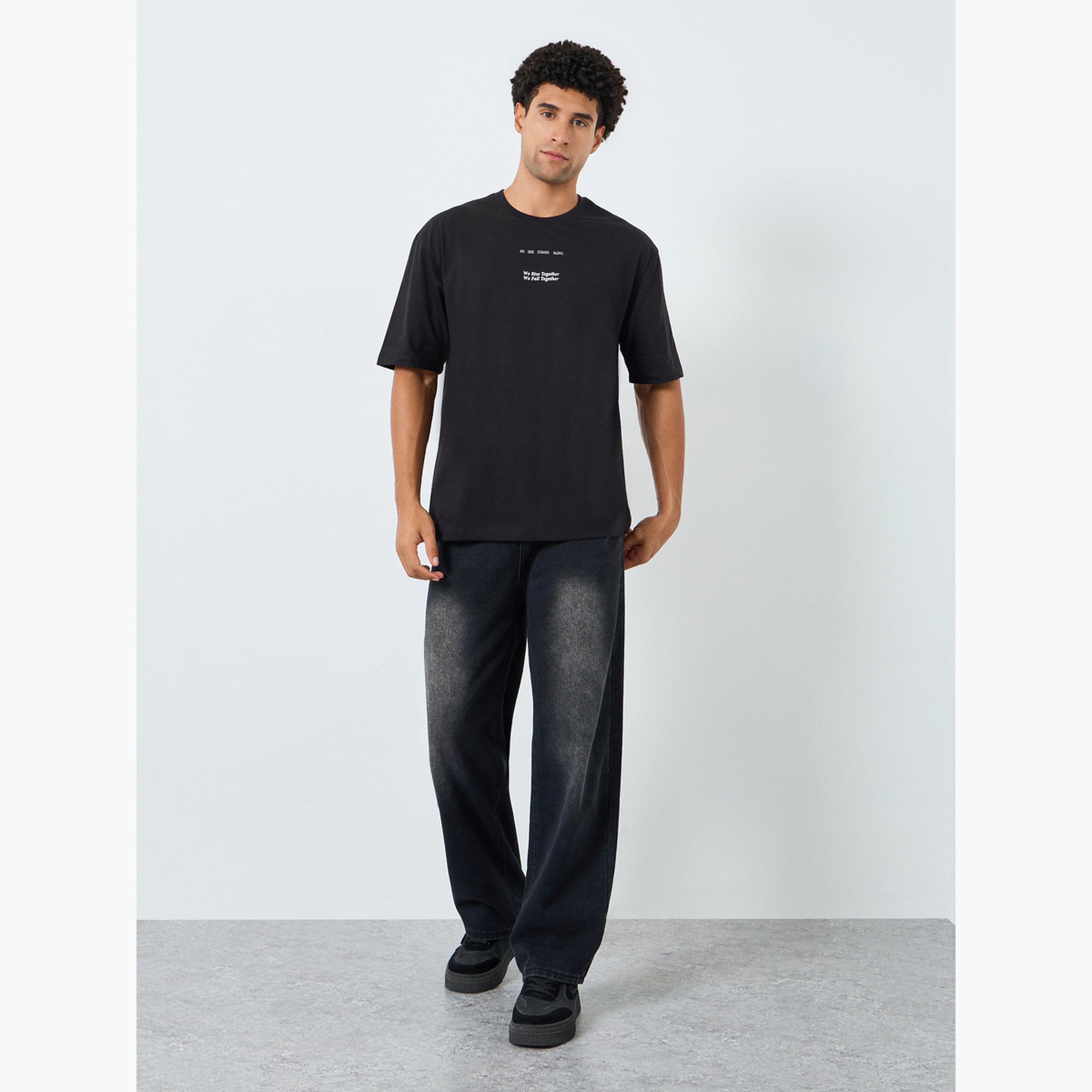 Styli Men Oversized Slogan Print Crew Neck T-Shirt-men-clothing-tshirtsandpolos-tshirts-image-2