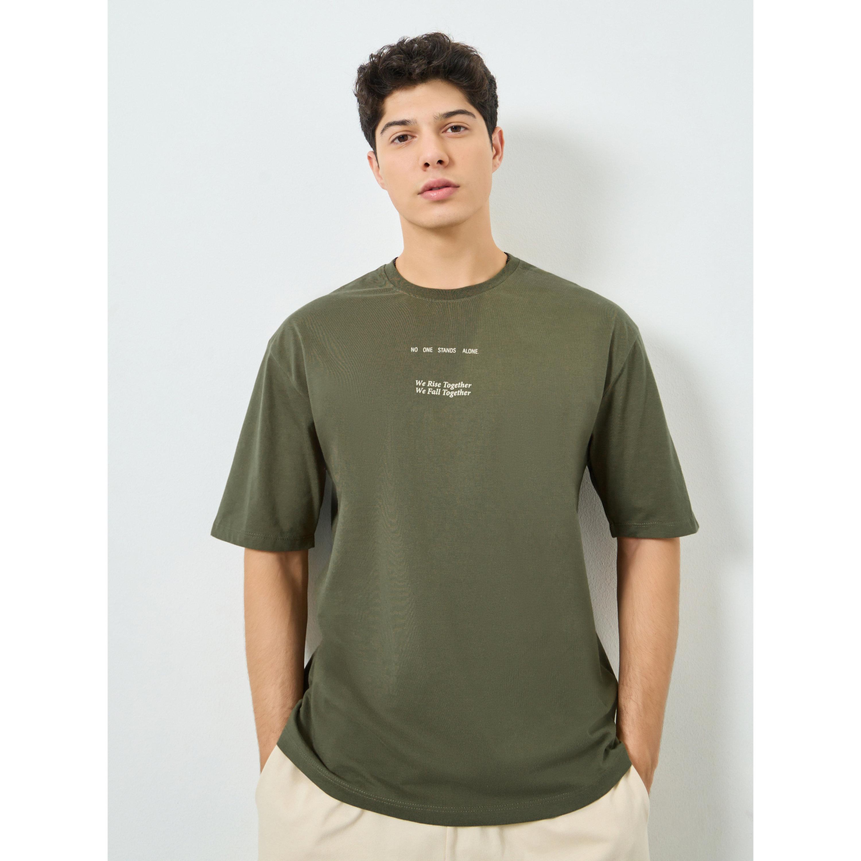 Styli Men Oversized Slogan Print Crew Neck T-Shirt-men-clothing-tshirtsandpolos-tshirts-image-1