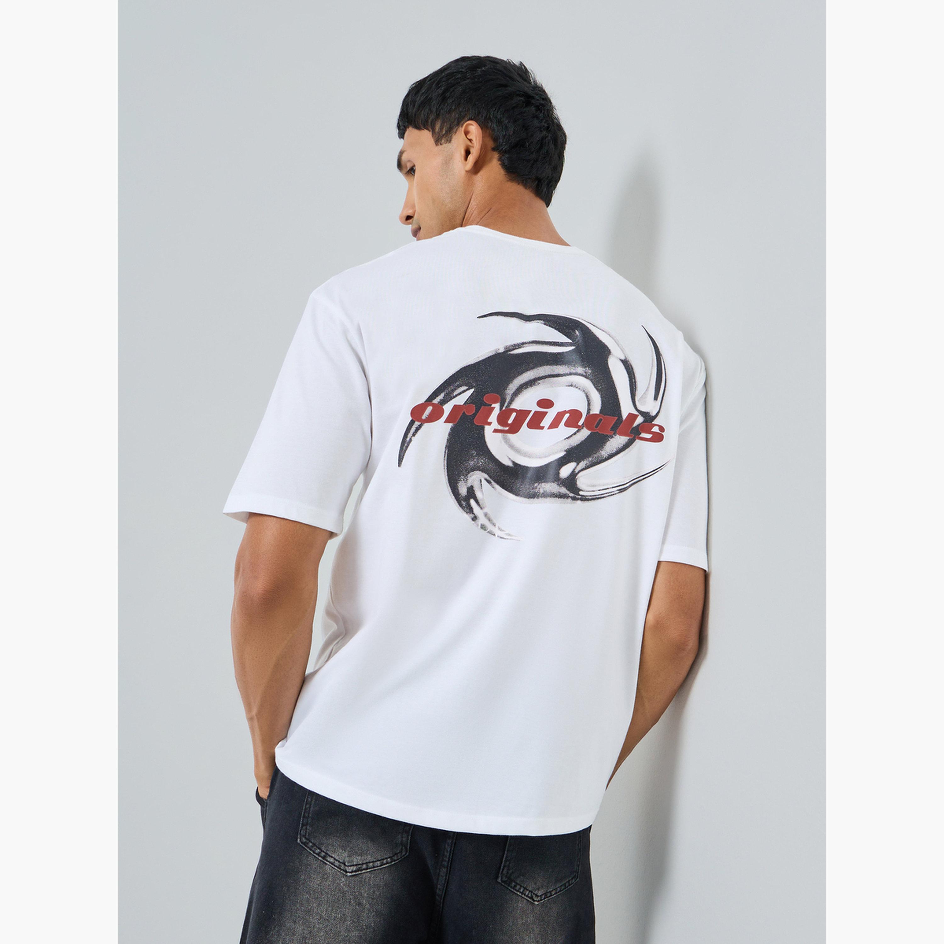 Styli Men White Graphic Print Oversized T-Shirt-men-clothing-tshirtsandpolos-tshirts-image-3