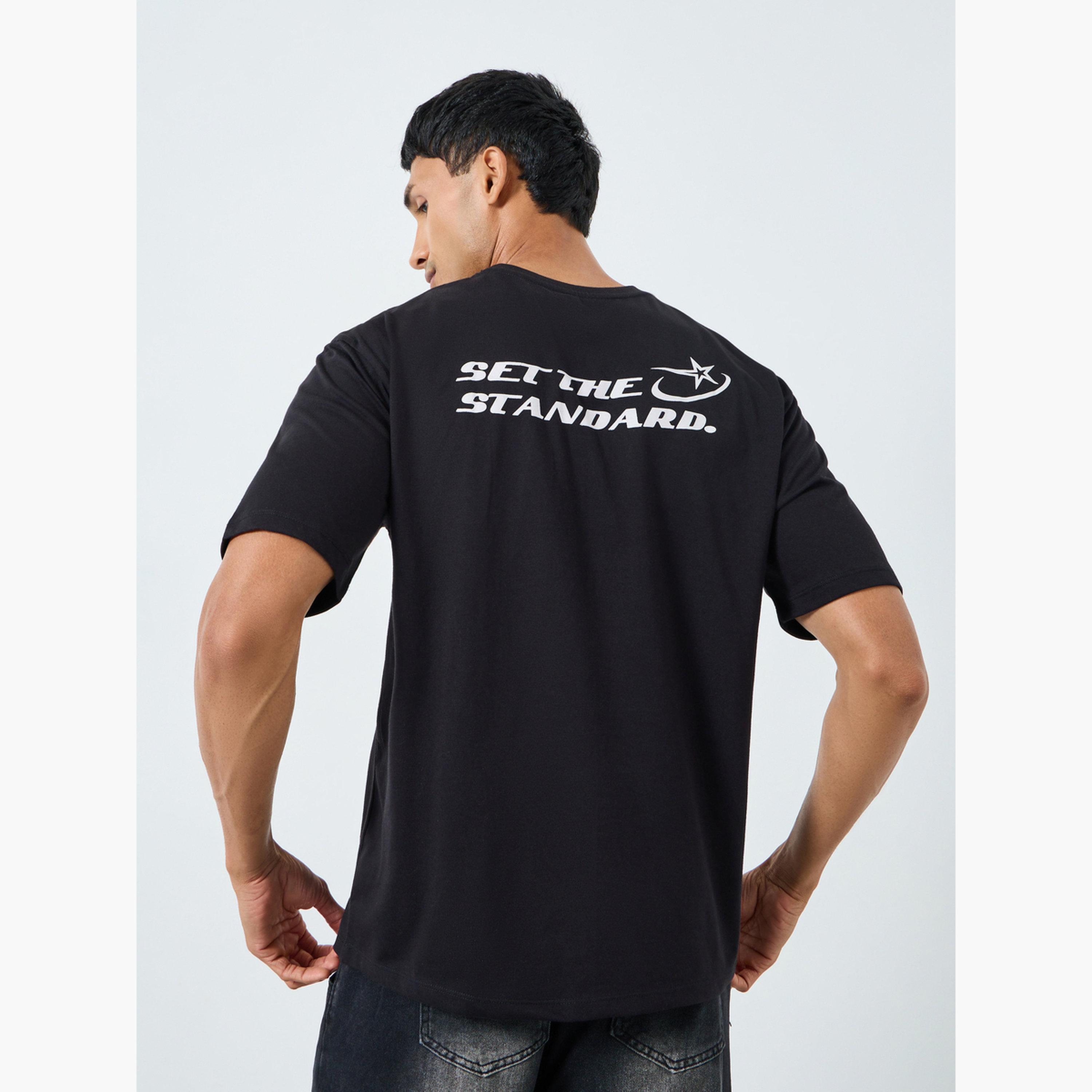 Styli Men Black Oversized Graphic Print T-Shirt-men-clothing-tshirtsandpolos-tshirts-image-3