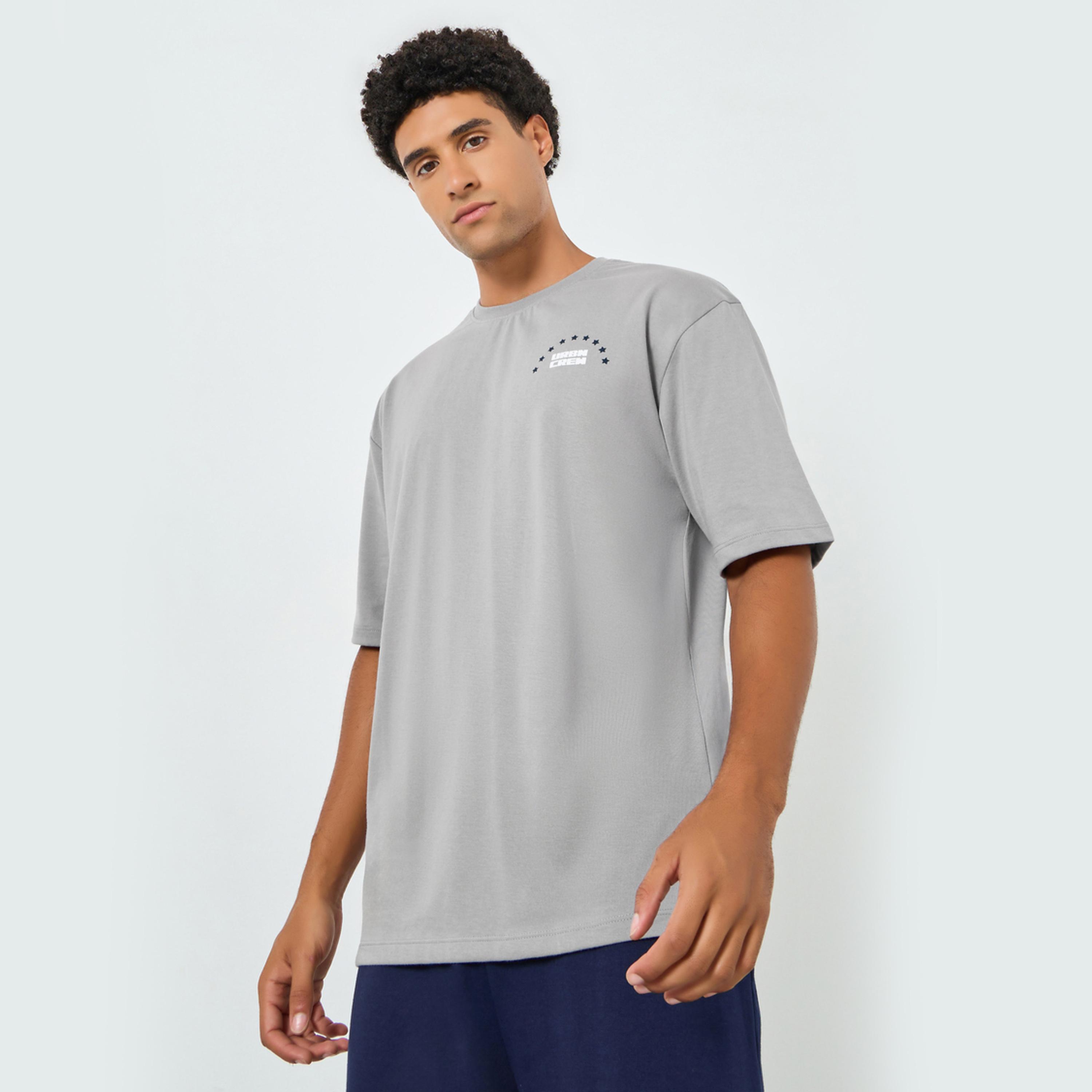 Styli Men Grey Graphic Print Oversized T-Shirt-men-clothing-tshirtsandpolos-polos-image-1