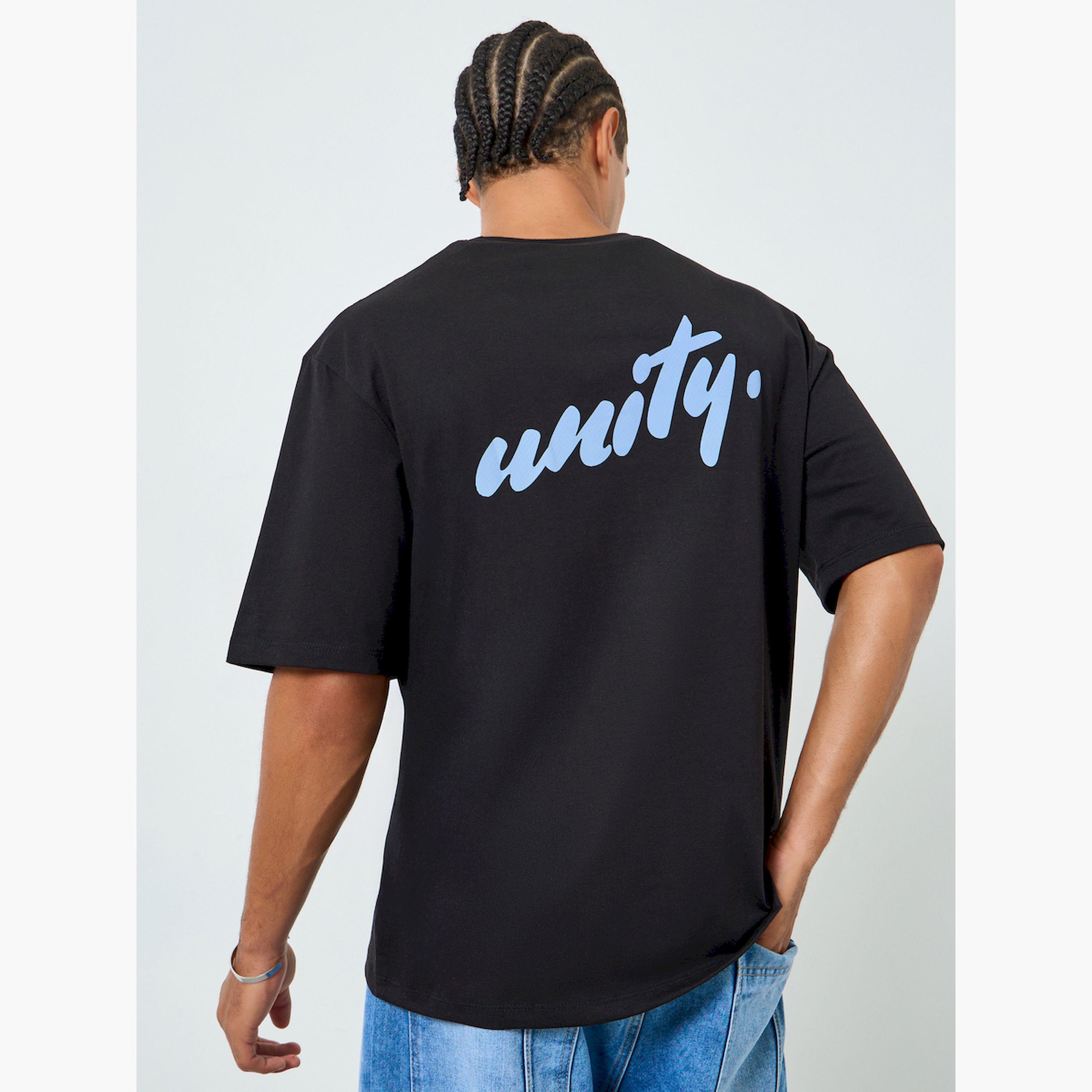 Styli Men Black Oversized Text Print T-Shirt-men-clothing-tshirtsandpolos-tshirts-image-3
