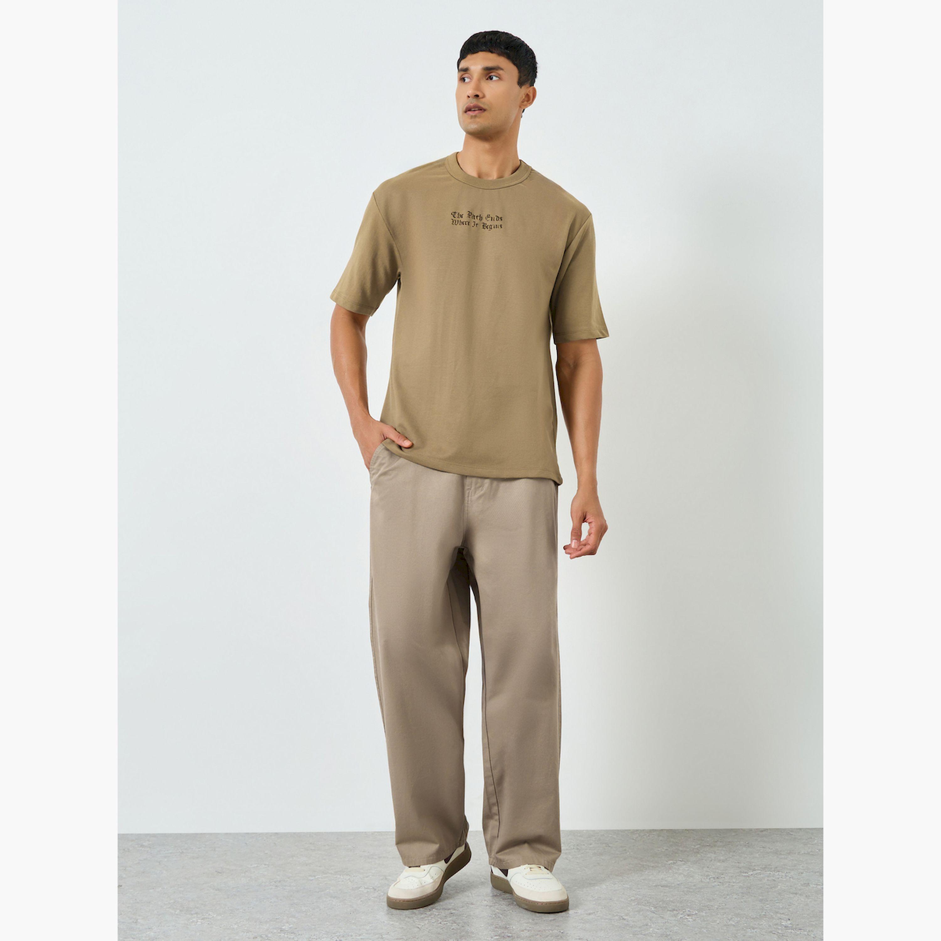 Styli Men Beige Graphic Print Oversized T-Shirt-men-clothing-tshirtsandpolos-tshirts-image-2