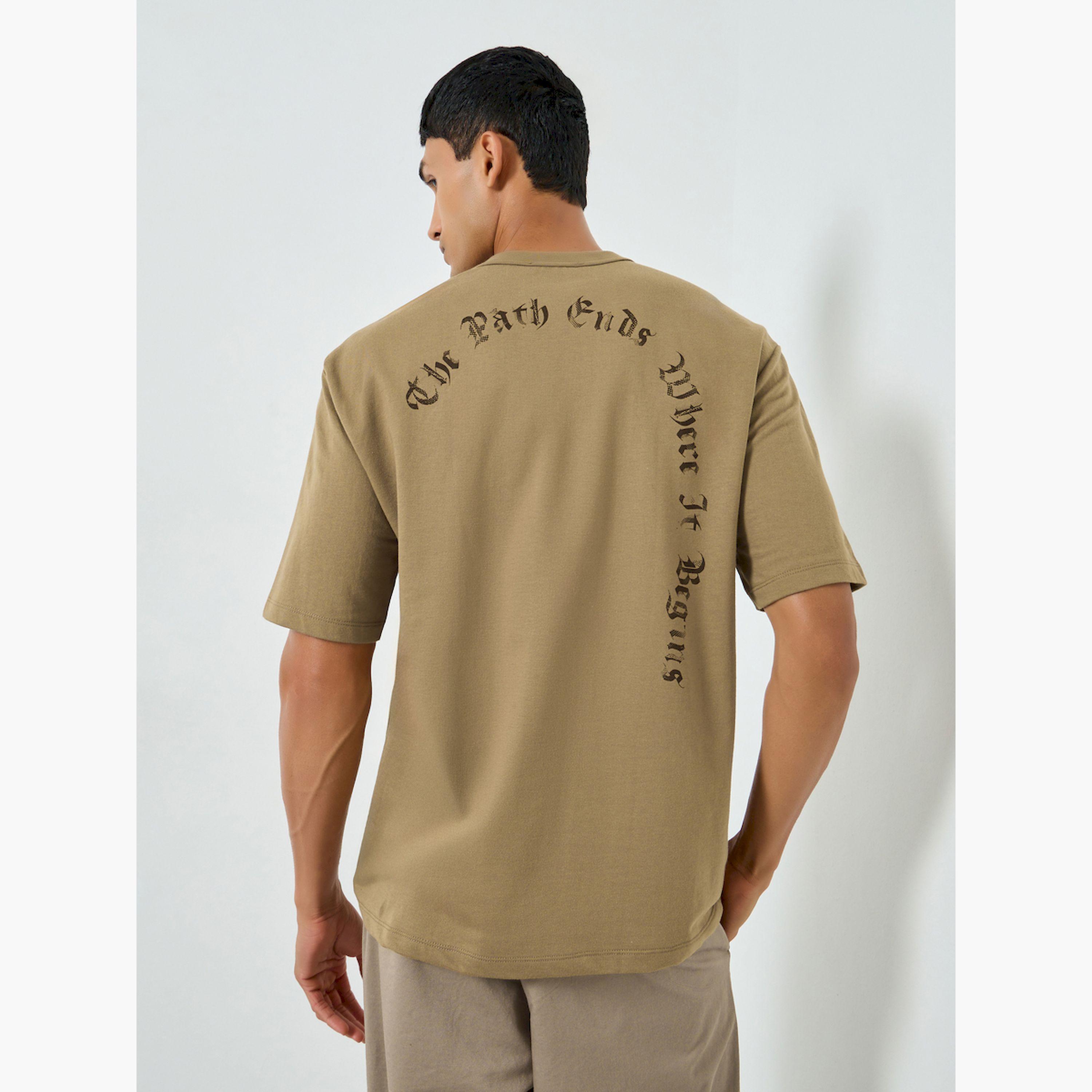 Styli Men Beige Graphic Print Oversized T-Shirt-men-clothing-tshirtsandpolos-tshirts-image-3
