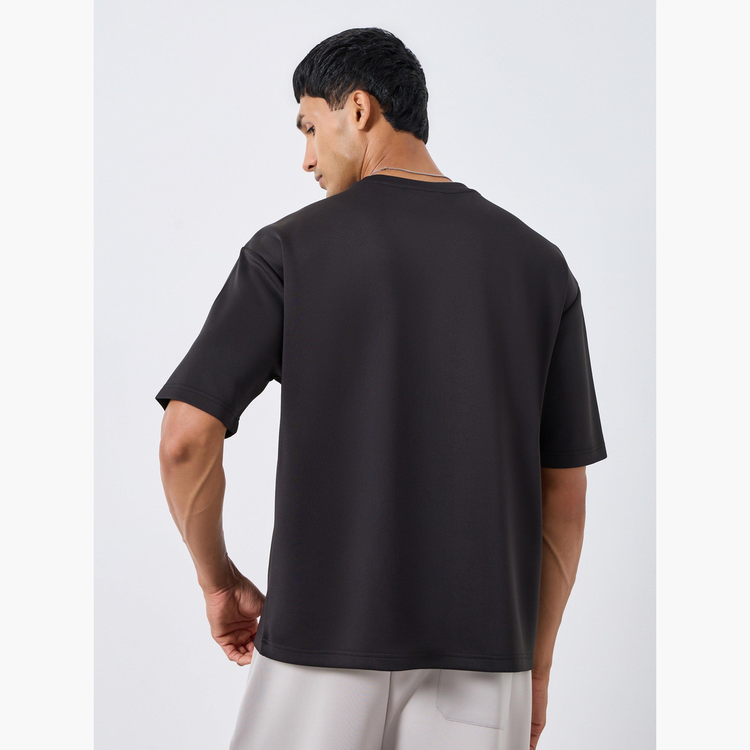 Styli Men Black Oversized Chest Embossed T-Shirt-men-clothing-tshirtsandpolos-tshirts-image-5