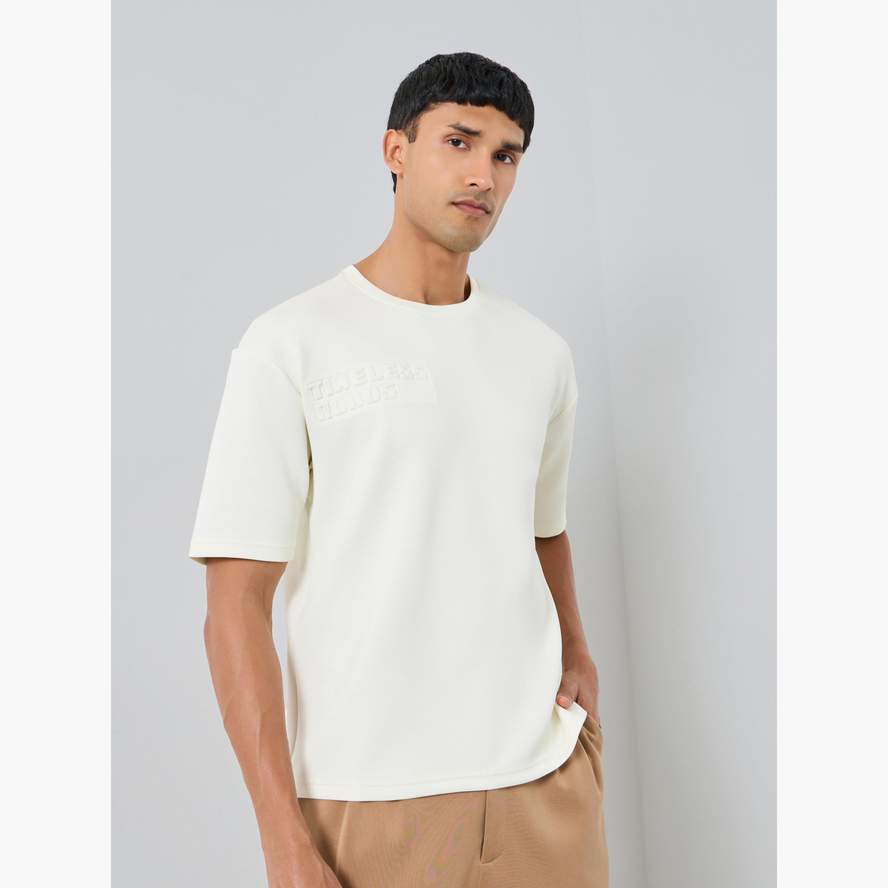 Styli Men Cream Crew Neck Oversized T-Shirt-men-clothing-tshirtsandpolos-tshirts-image-1