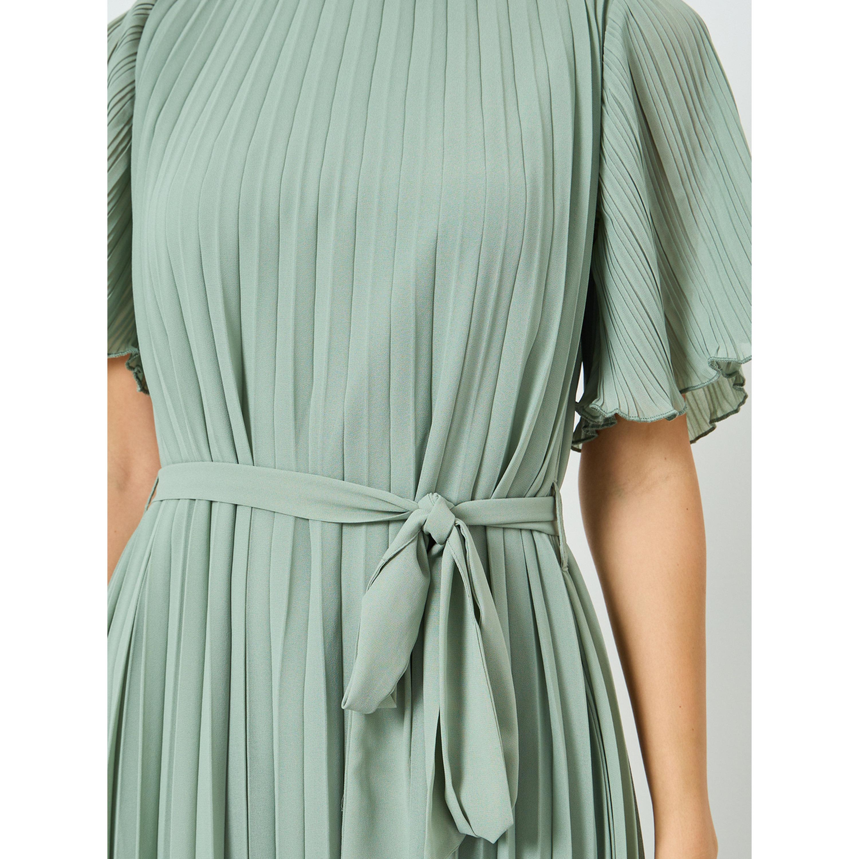 Styli Women Pleated Maxi Dress with Tie-Belt-women-clothing-dresses-image-5
