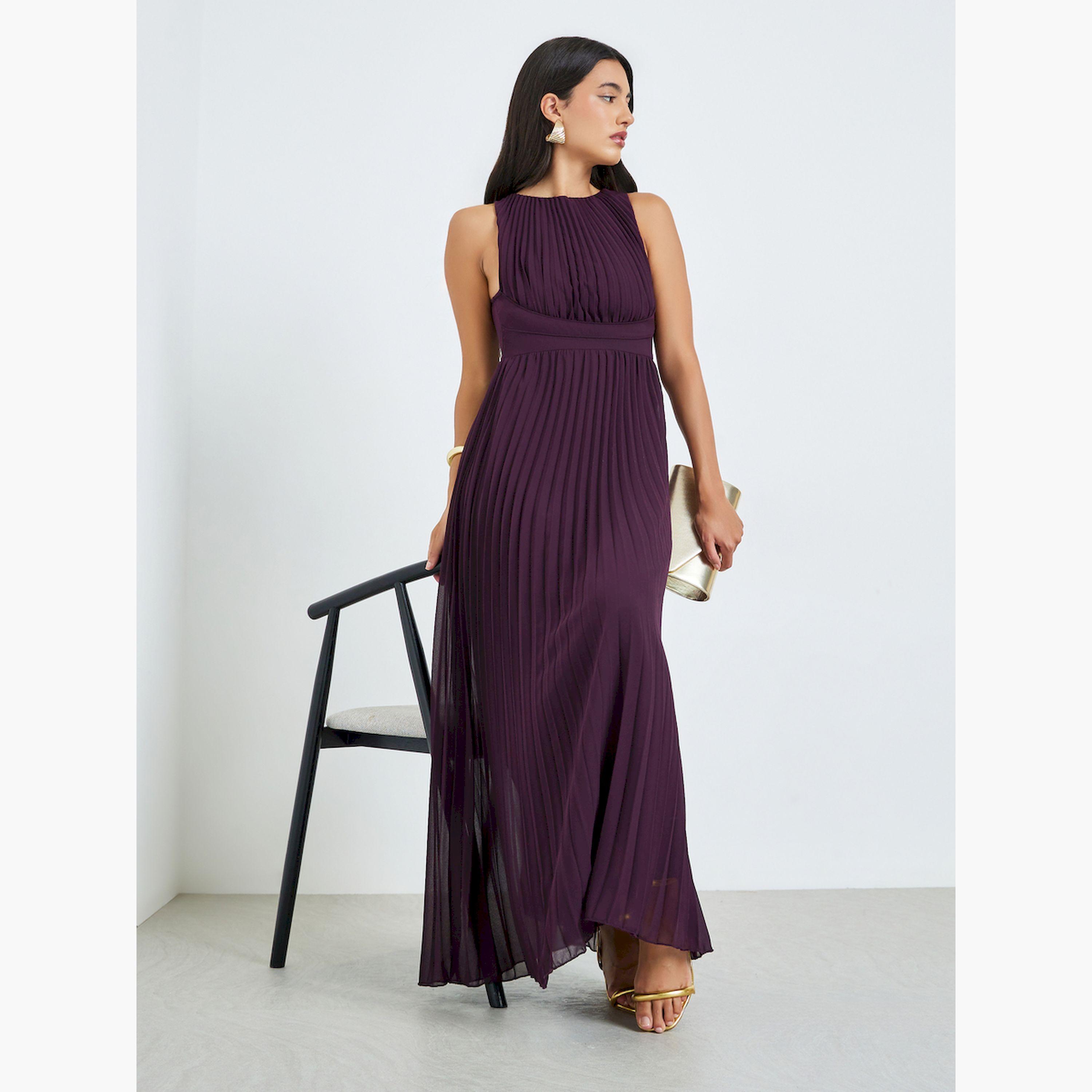 فستان ماكسي بكسرات بدون أكمام-women-clothing-dresses-image-3