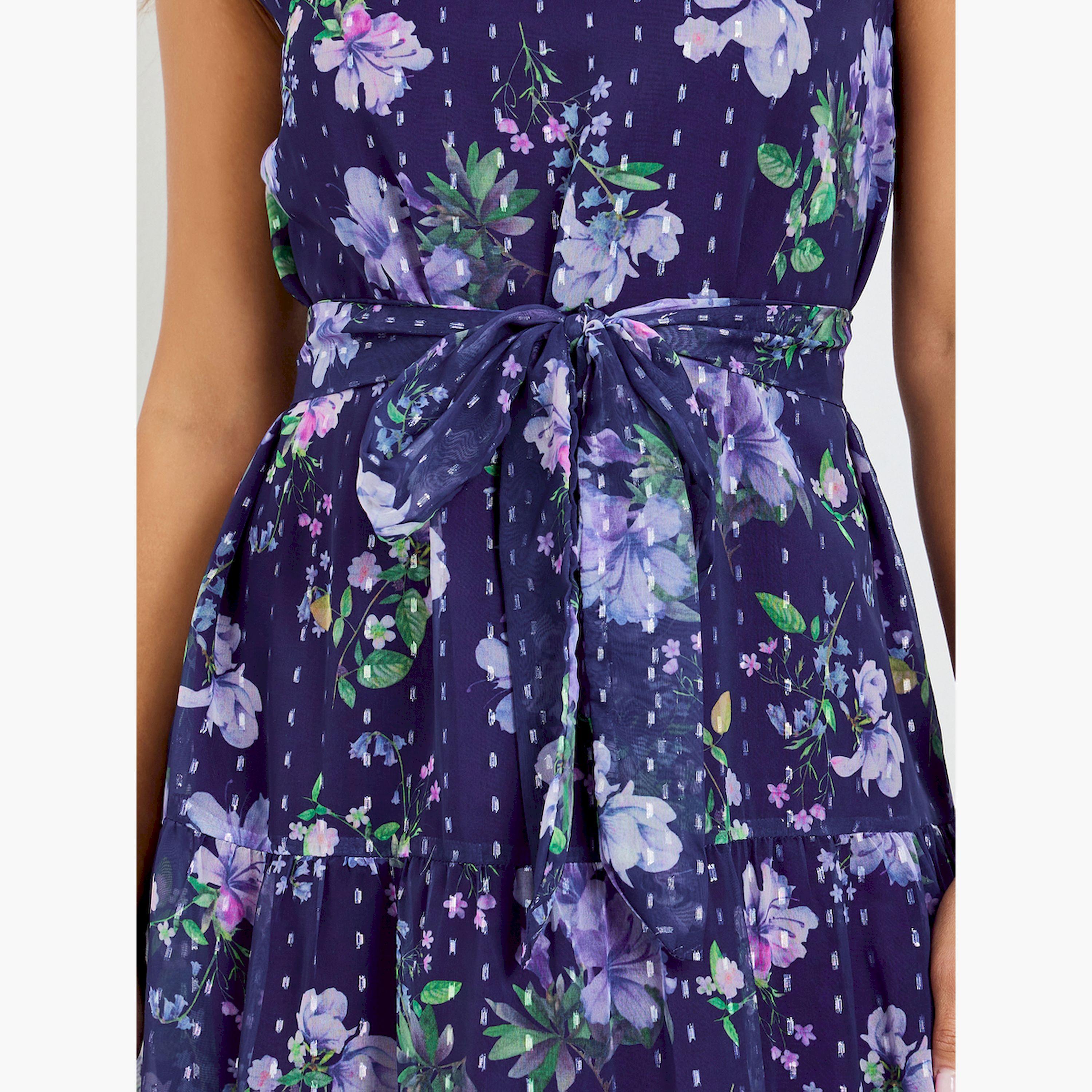 Styli Purple Floral Maxi Dress with Tie-Belt-women-clothing-dresses-image-4