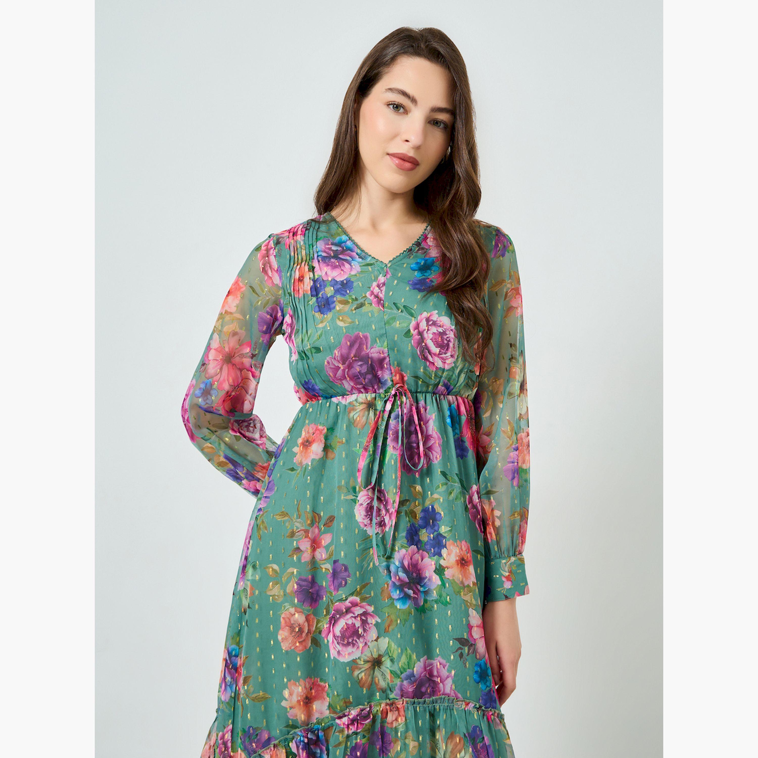 فستان طويل لوريكس بطبعة زهور-women-clothing-dresses-image-2