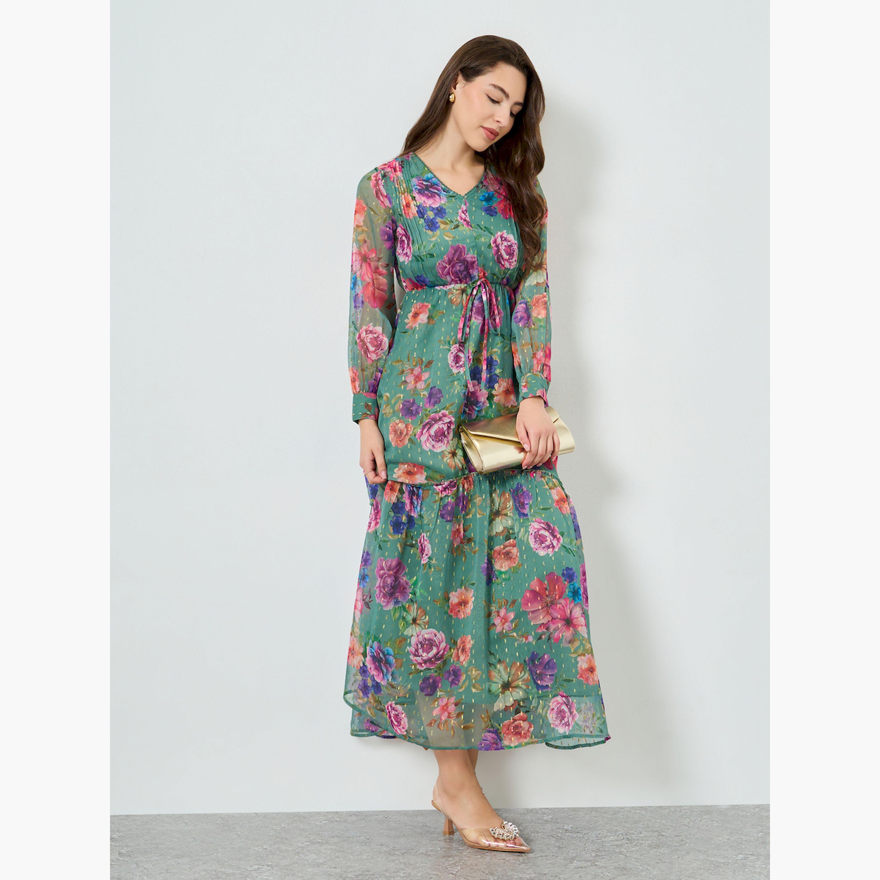 فستان طويل لوريكس بطبعة زهور-women-clothing-dresses-image-3