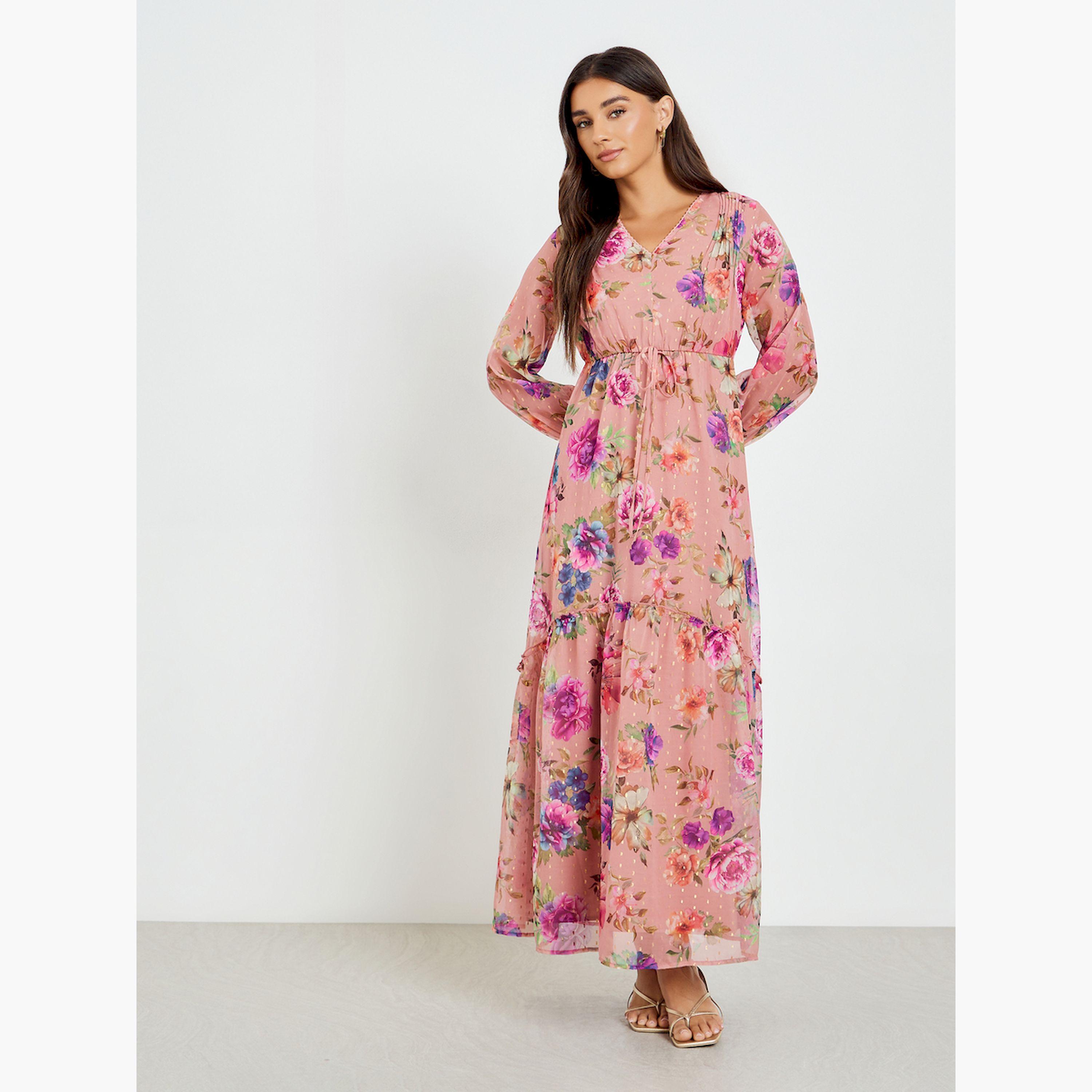 فستان طويل لوريكس بطبعة زهور-women-clothing-dresses-image-3