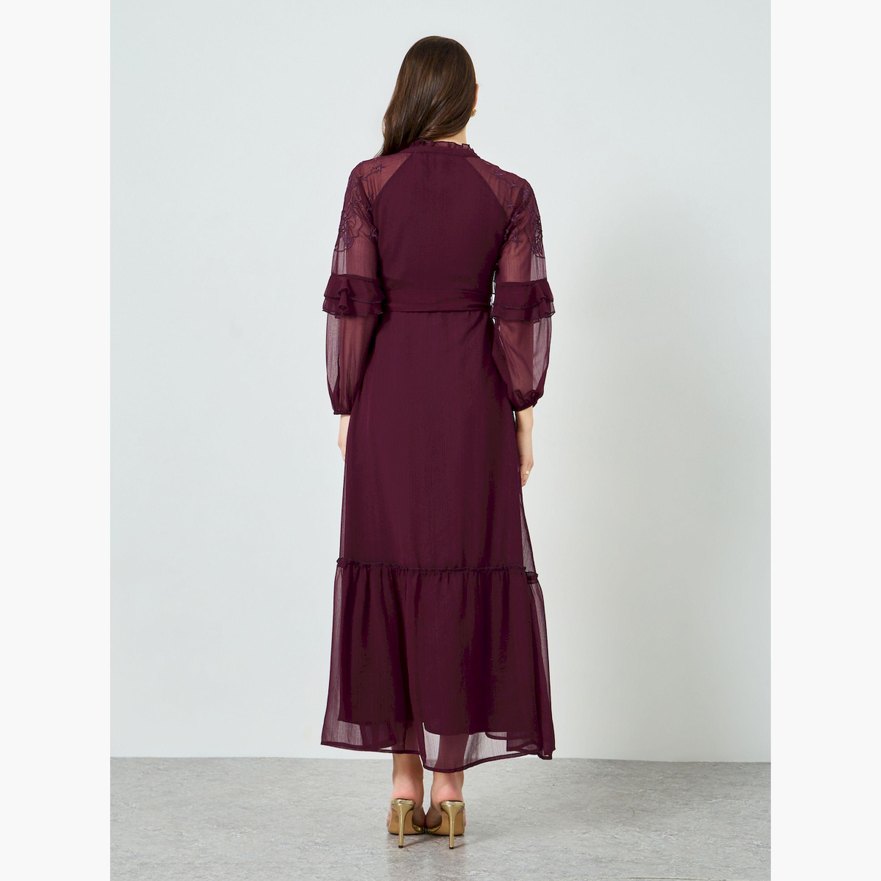 فستان طويل بتفاصيل كشكش وتفاصيل مُطرّزة-women-clothing-dresses-image-4