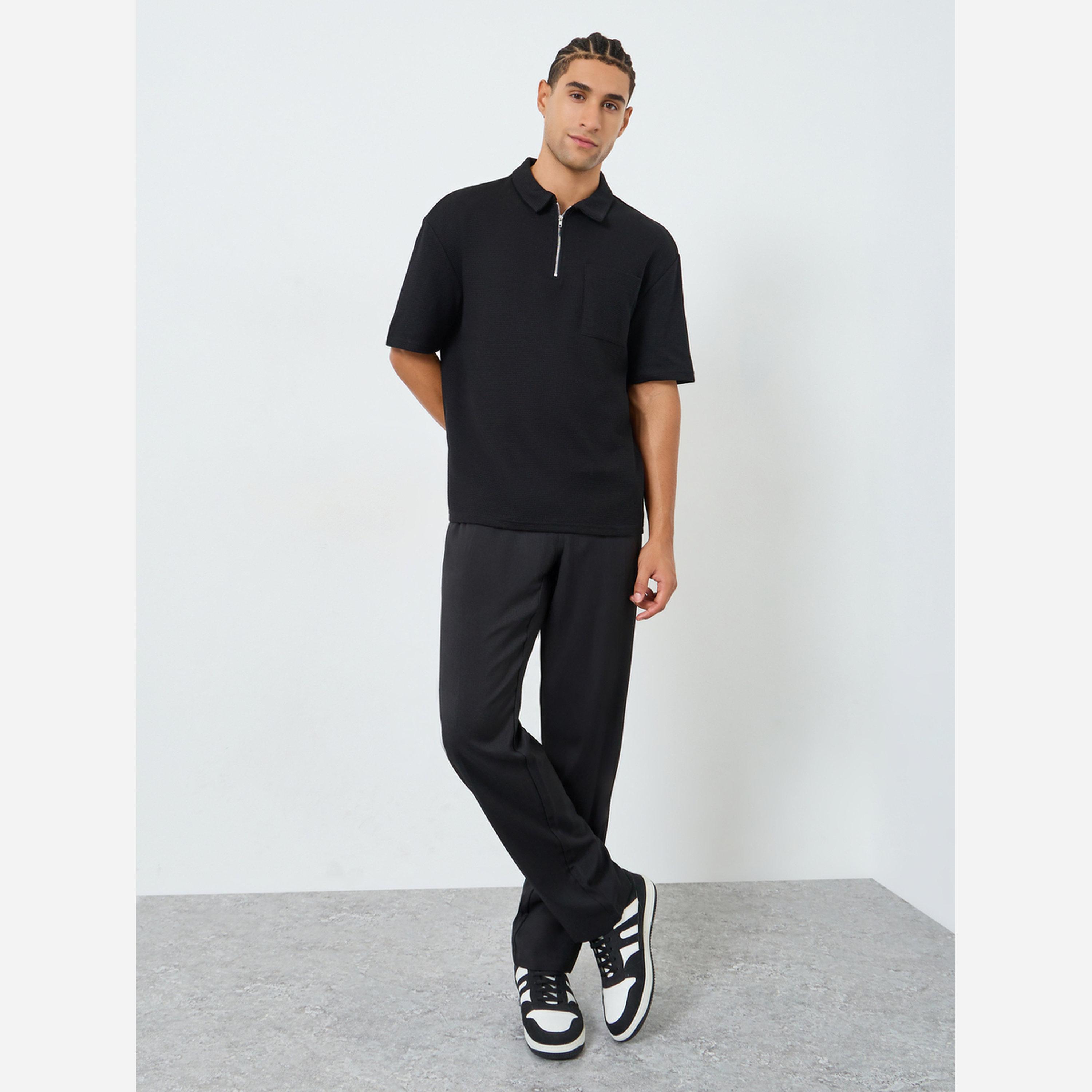 ستايلي - قميص بولو رجالي مقاس واسع بسحاب ونسيج بارز-men-clothing-tshirtsandpolos-polos-image-2
