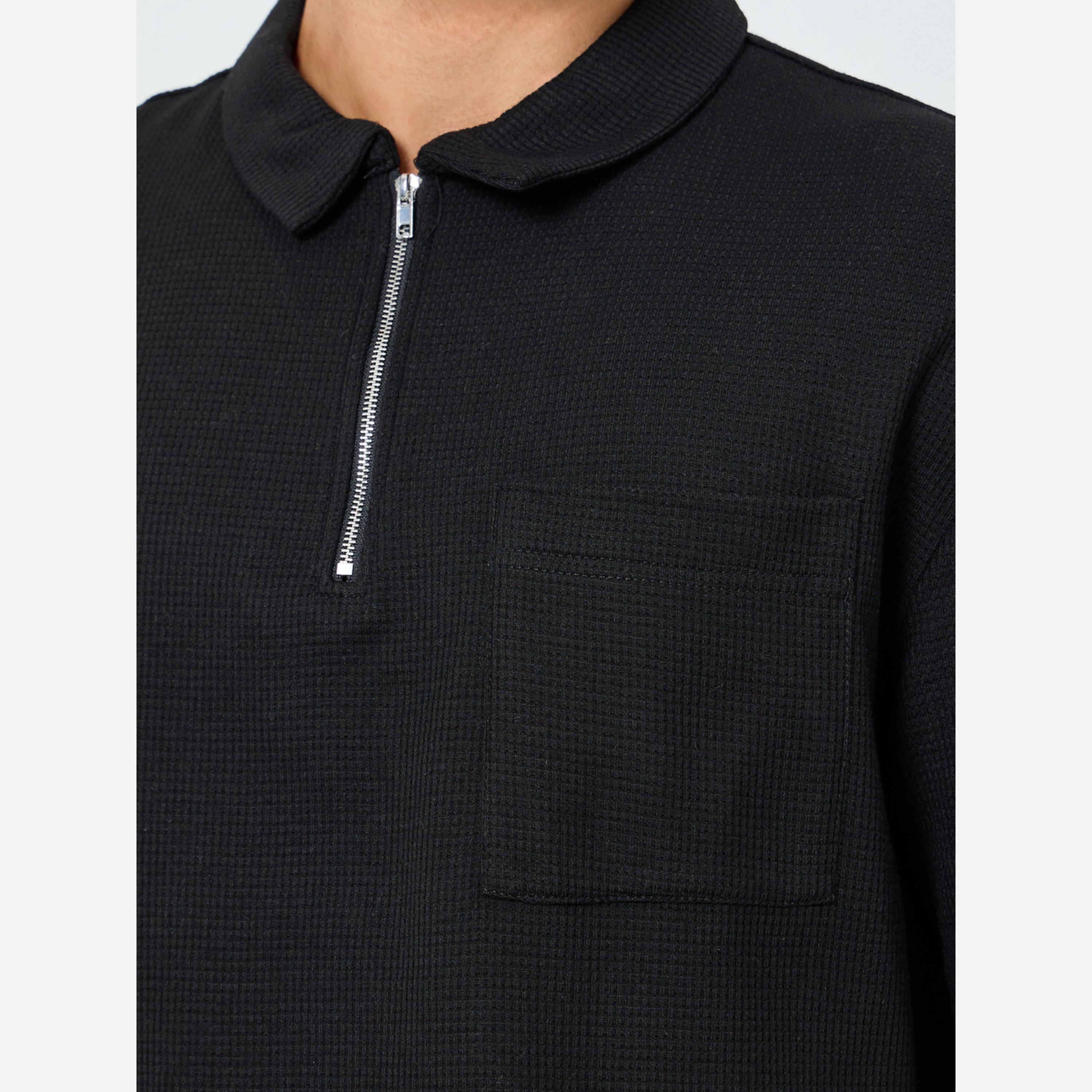 ستايلي - قميص بولو رجالي مقاس واسع بسحاب ونسيج بارز-men-clothing-tshirtsandpolos-polos-image-3
