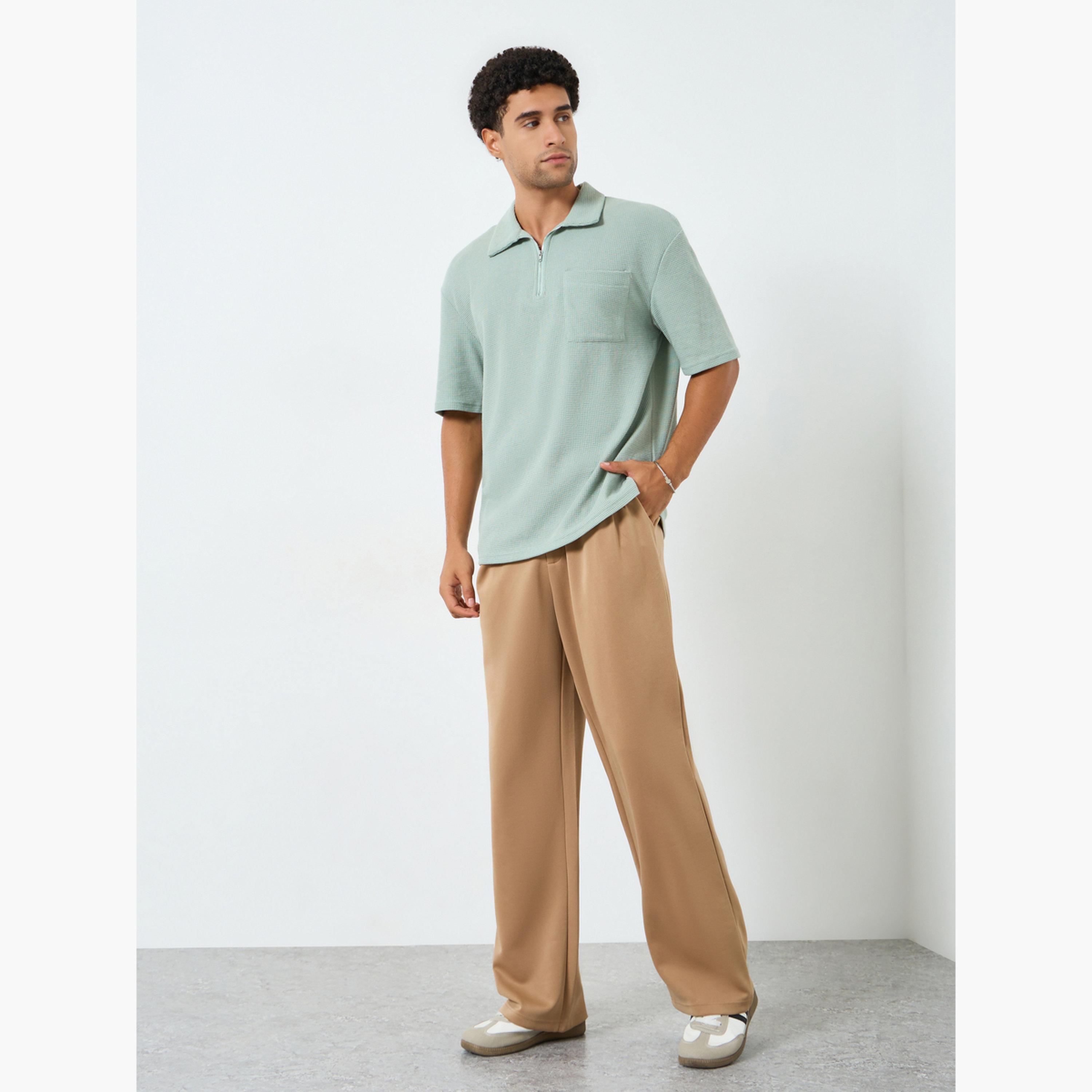 بولو واسع محبوك بنمط وافل وسحَّاب غلق-men-clothing-tshirtsandpolos-polos-image-2