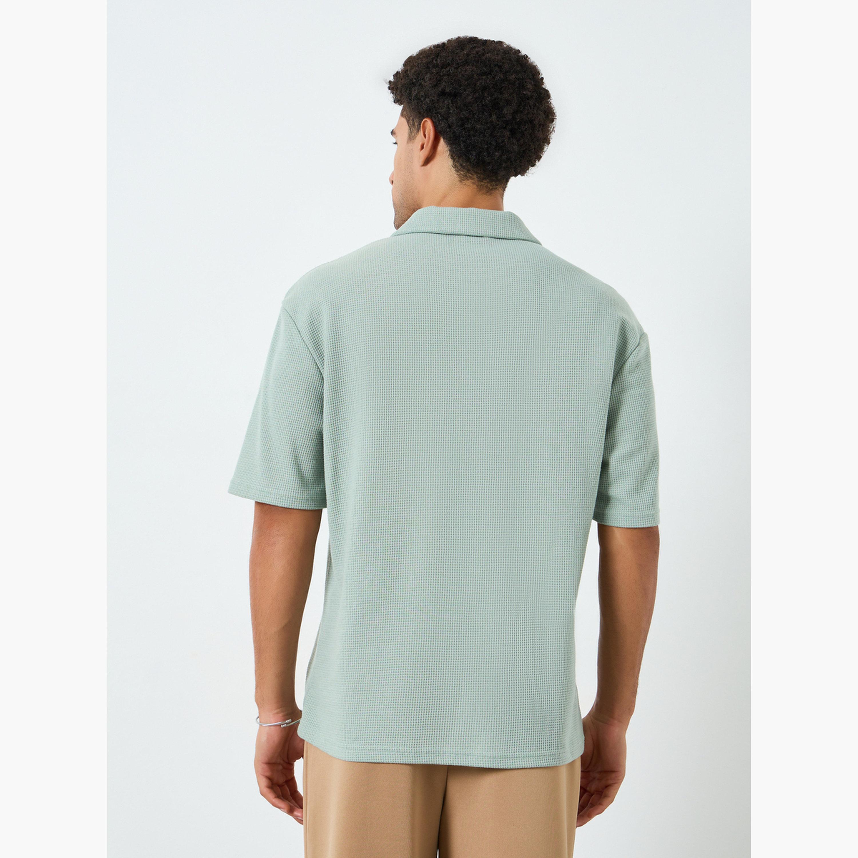 بولو واسع محبوك بنمط وافل وسحَّاب غلق-men-clothing-tshirtsandpolos-polos-image-4