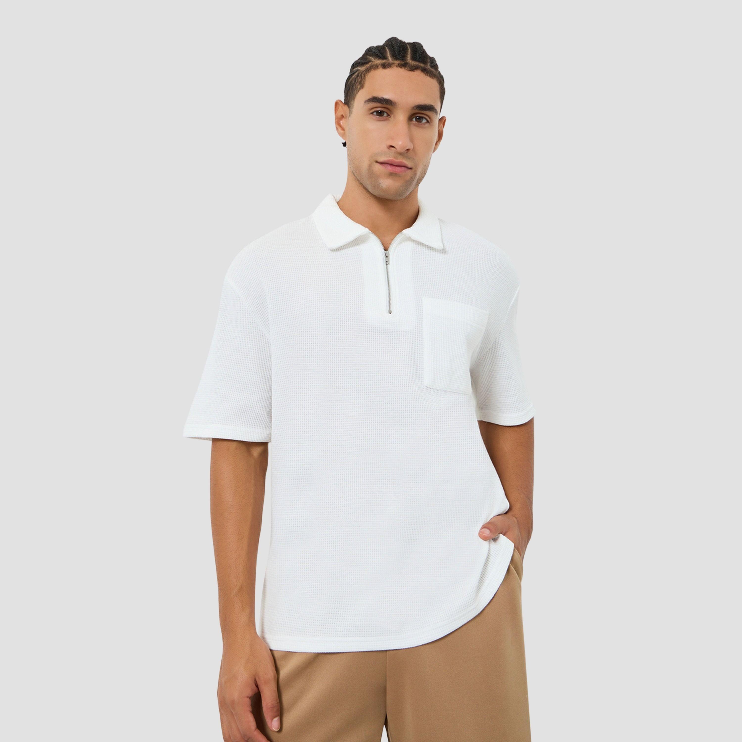 ستايلي - قميص بولو رجالي مقاس واسع بسحاب ونسيج بارز-men-clothing-tshirtsandpolos-polos-image-1