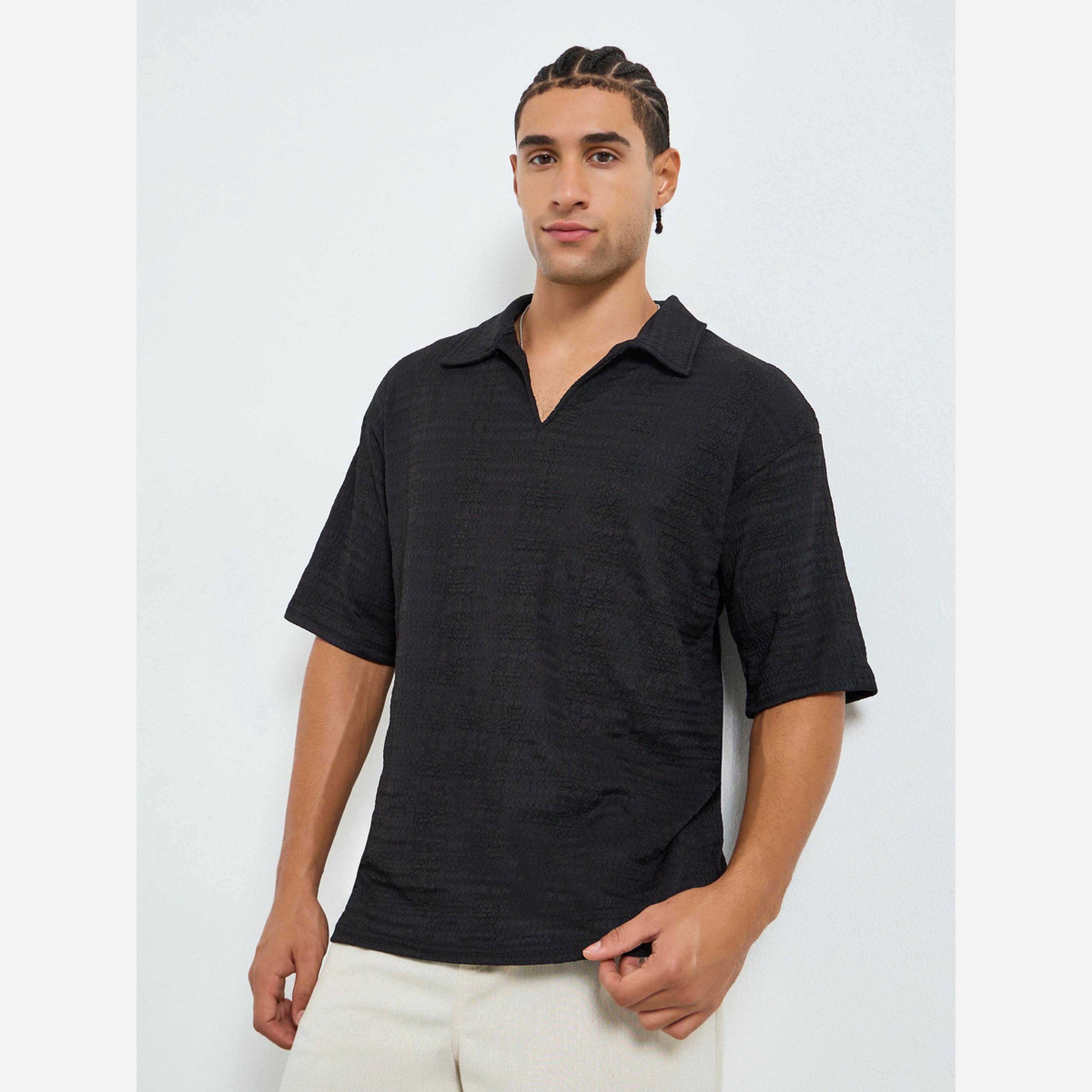 ستايلي - قميص بولو رجالي نسيج مميز، مريح، ياقة مفتوحة-men-clothing-tshirtsandpolos-polos-image-1