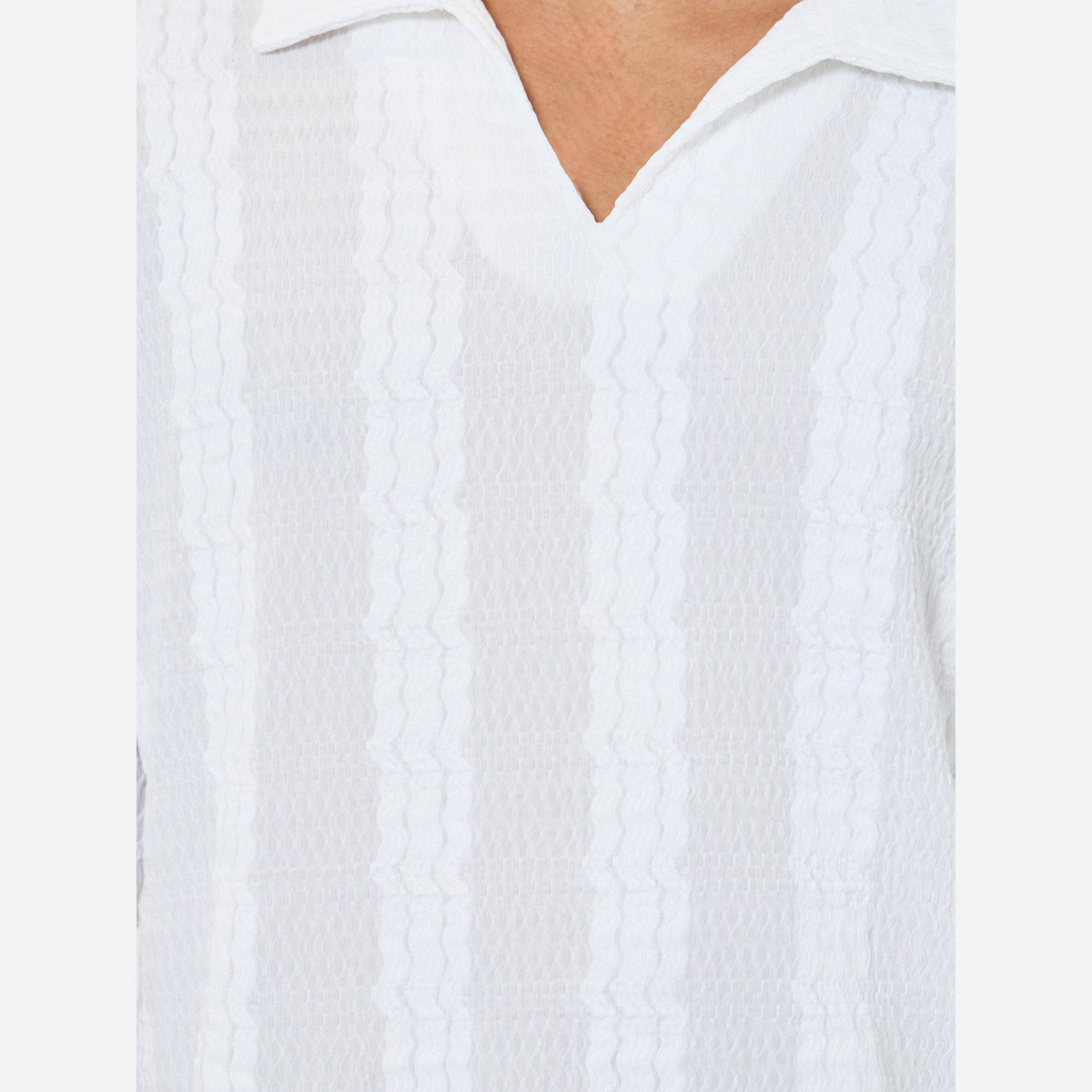 Styli Men Textured Woven Relaxed Polo with Open Collar-men-clothing-tshirtsandpolos-polos-image-3