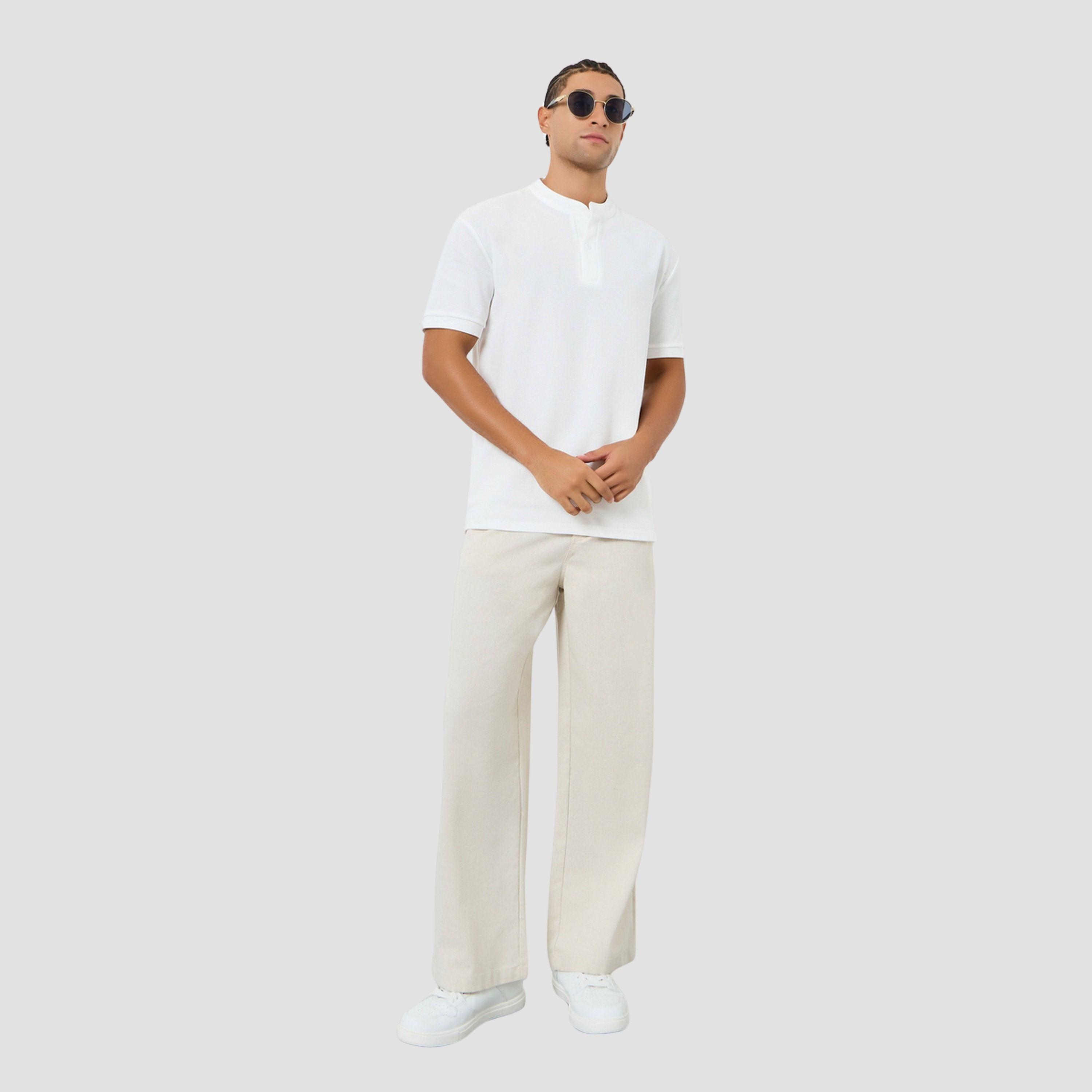 ستايلي - قميص بولو رجالي أنيق ومريح ياقة دائرية قماش البيكيه.-men-clothing-tshirtsandpolos-tshirts-image-2