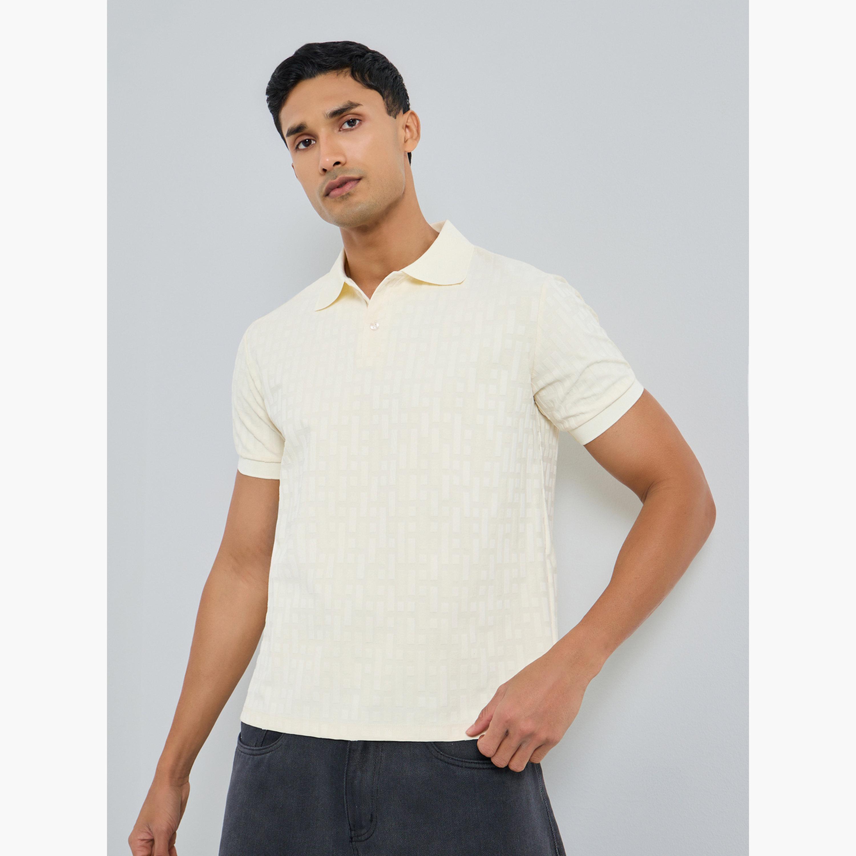 Styli Men Beige Textured Knit Polo-men-clothing-tshirtsandpolos-polos-image-1