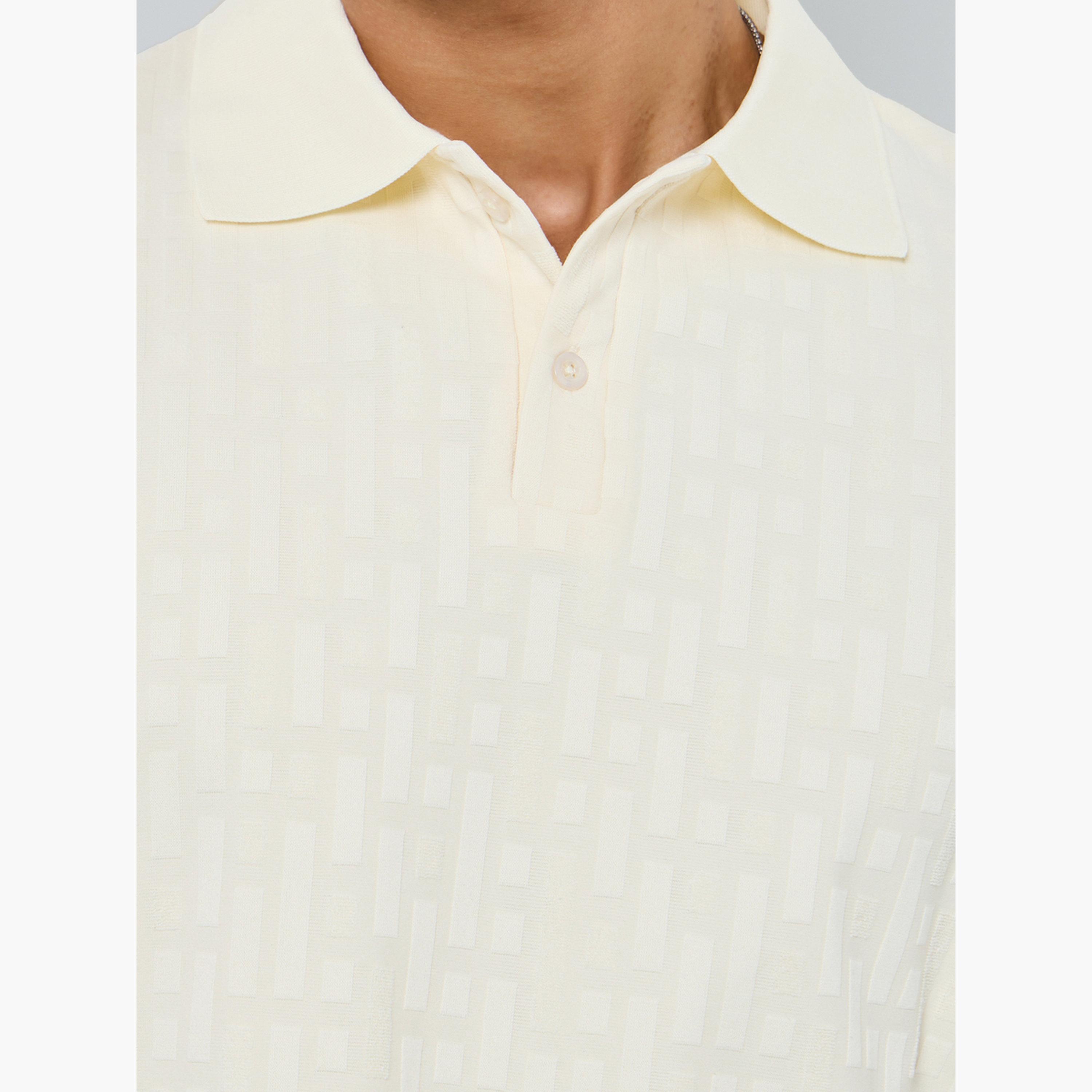 Styli Men Beige Textured Knit Polo-men-clothing-tshirtsandpolos-polos-image-3
