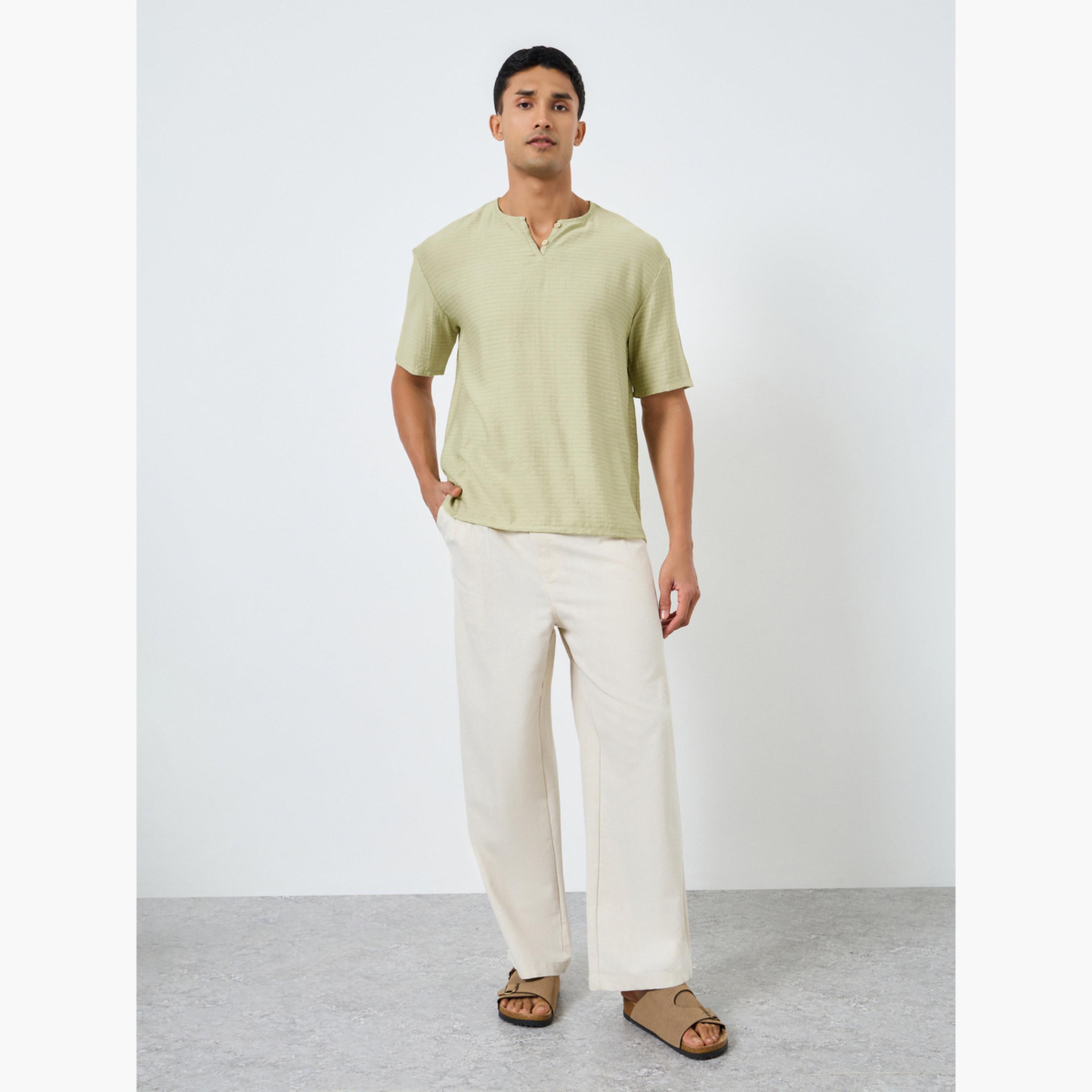 Styli Men Textured Linen Blend Oversized T-Shirt-men-clothing-tshirtsandpolos-tshirts-image-2