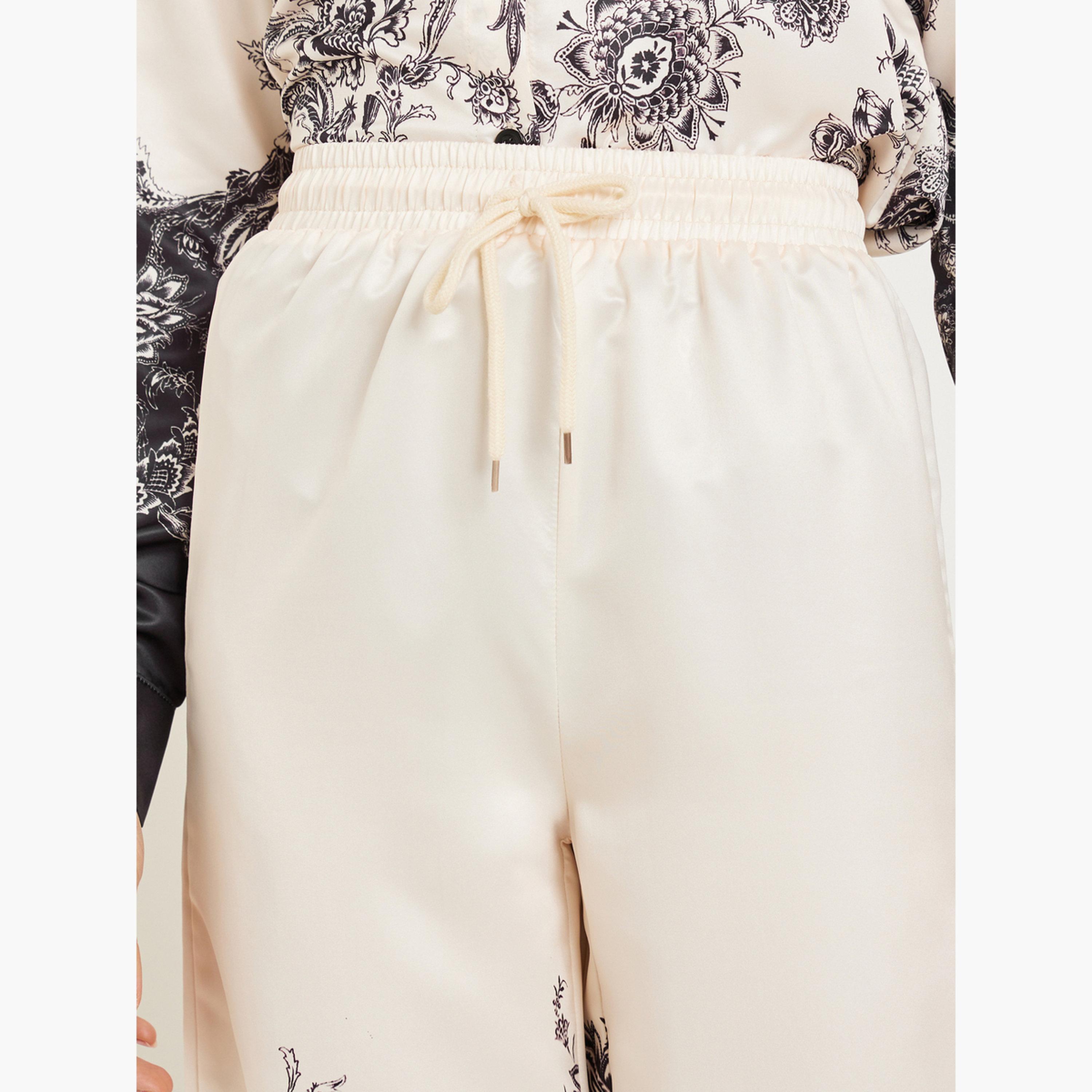 Styli Women Beige Wide Leg Paisley Print Trousers-women-clothing-bottoms-trousers-image-3