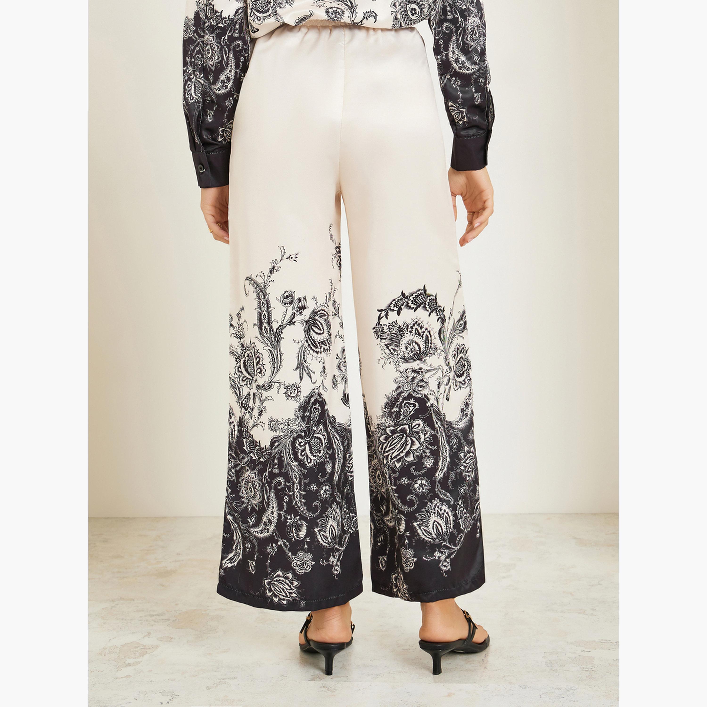بنطال بأرجل واسعة وطبعة بيزلي-women-clothing-bottoms-trousers-image-4