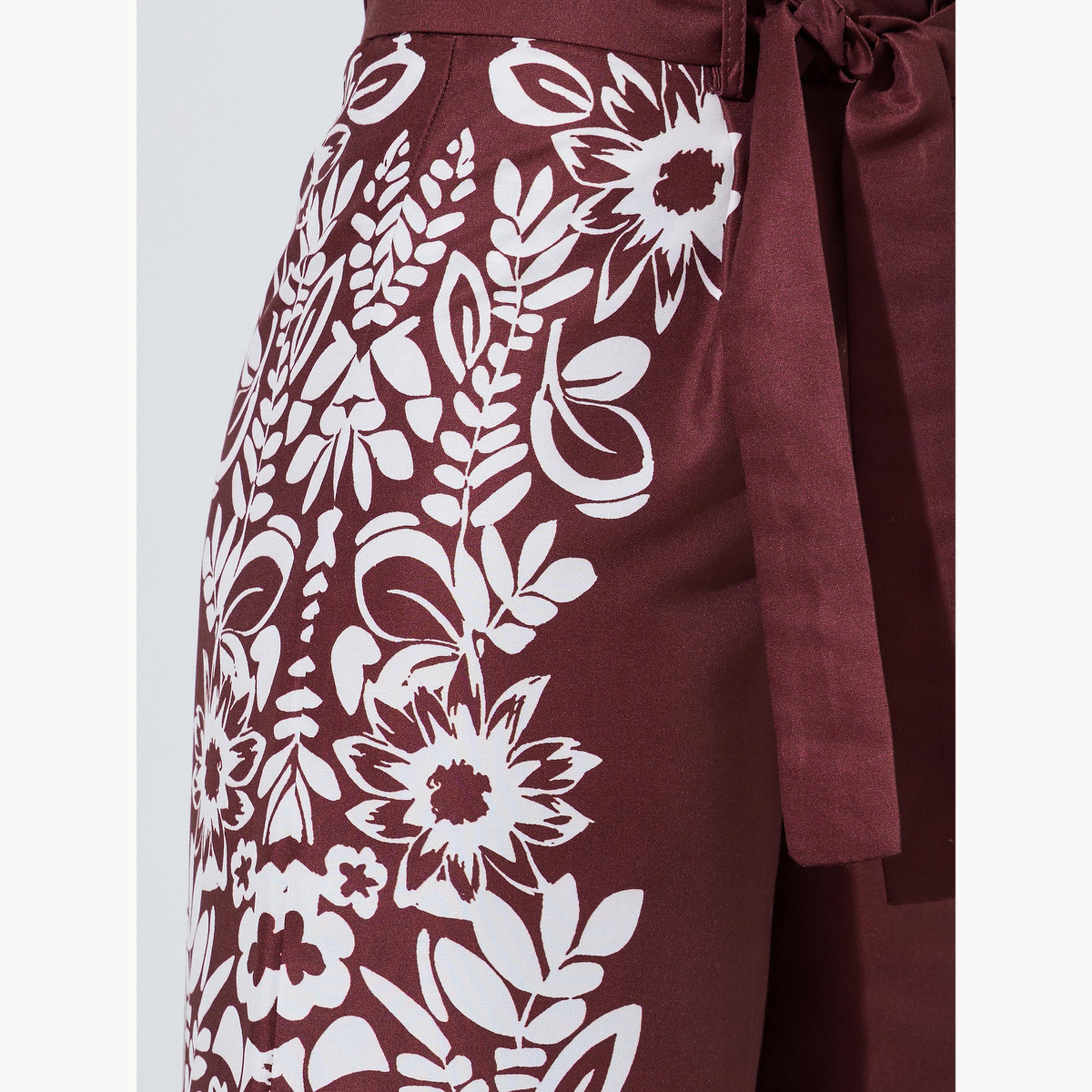 Styli Burgundy Border Floral Print Wide Leg Pants-women-clothing-bottoms-joggers-image-3
