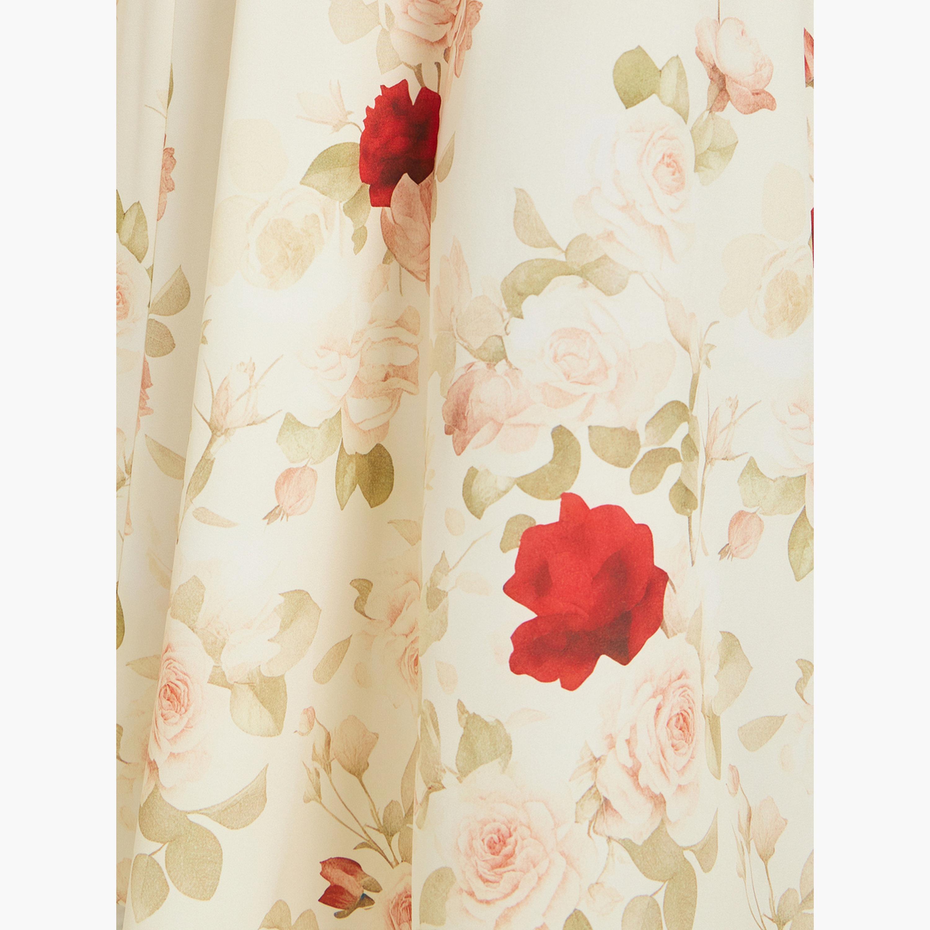 Styli Women Cream Floral A-Line Midi Skirt-women-clothing-bottoms-skirts-image-4