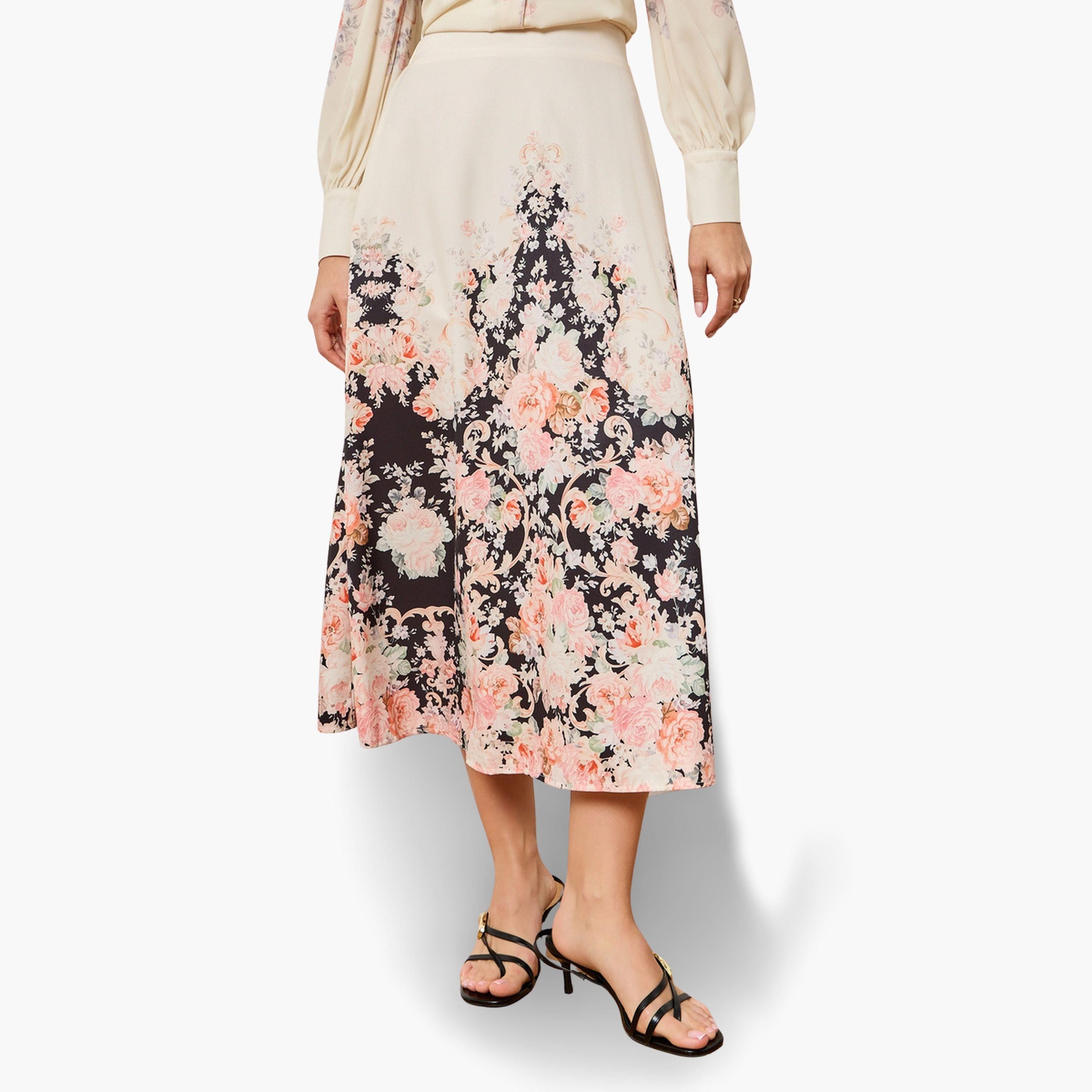 تنورة ميدي بطبعة زهور-women-clothing-bottoms-skirts-image-1