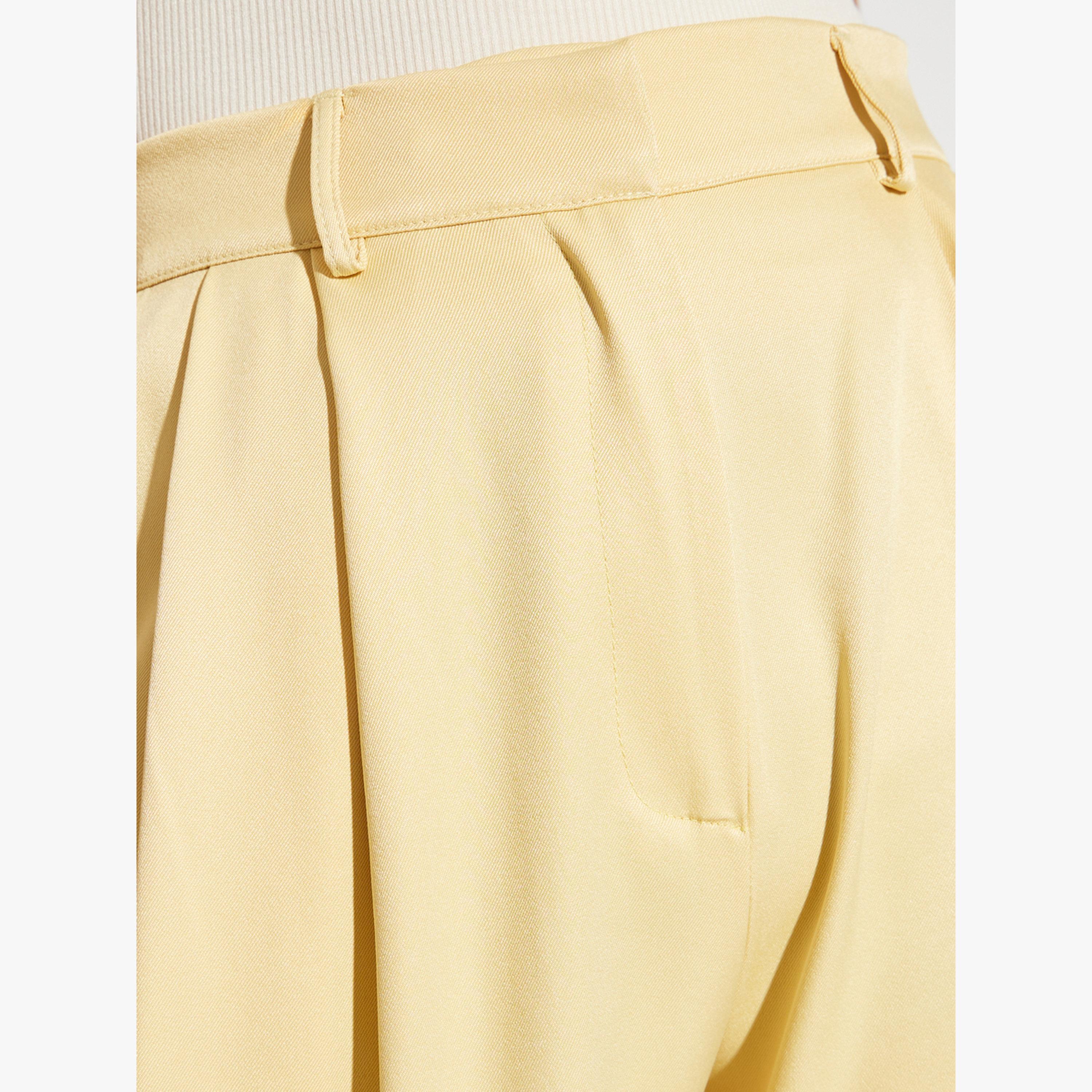 Styli Yellow Pleated Wide Leg Trousers-women-clothing-bottoms-joggers-image-4