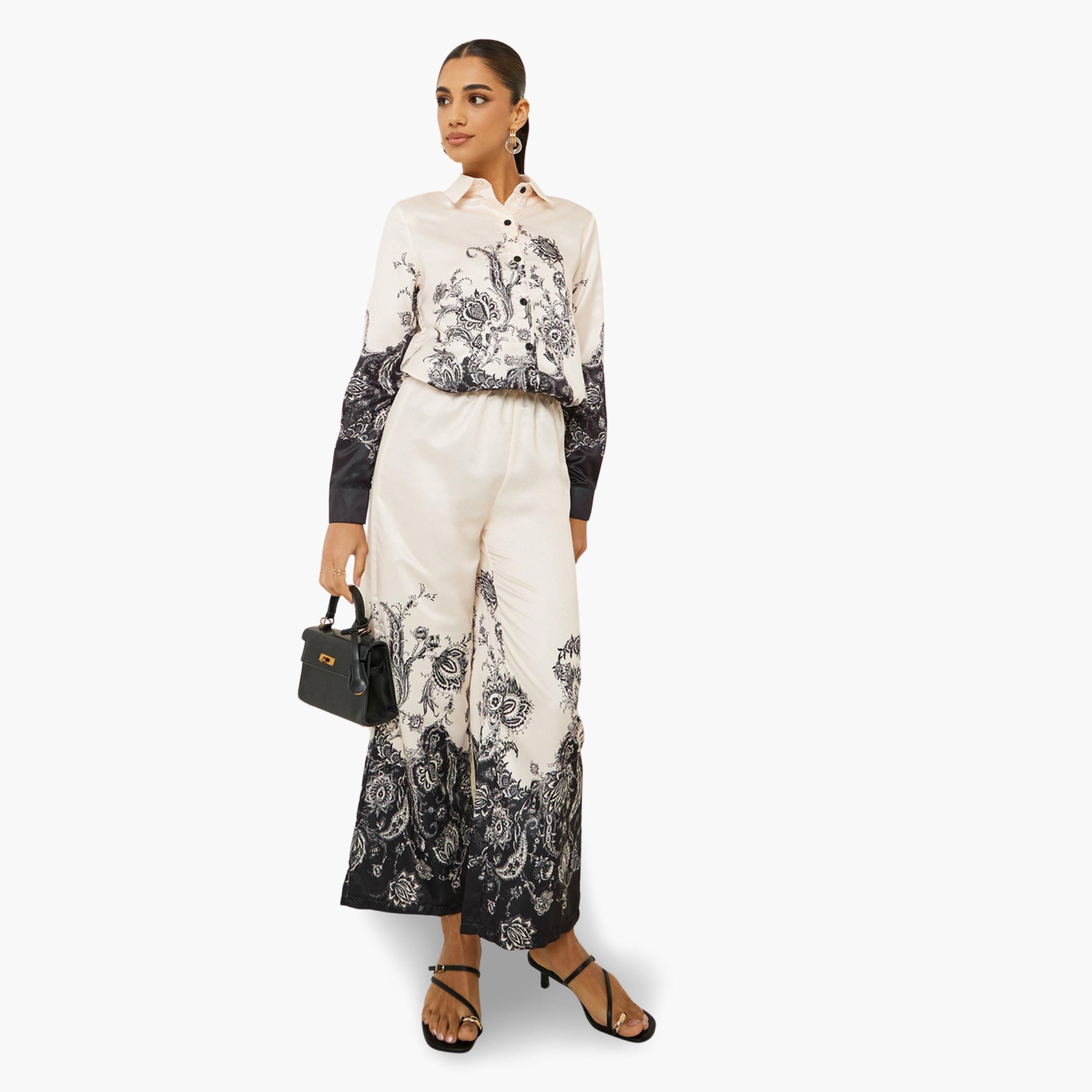 Styli Women Beige Paisley Placement Printed Shirt-women-clothing-shirtsandblouses-shirts-image-2