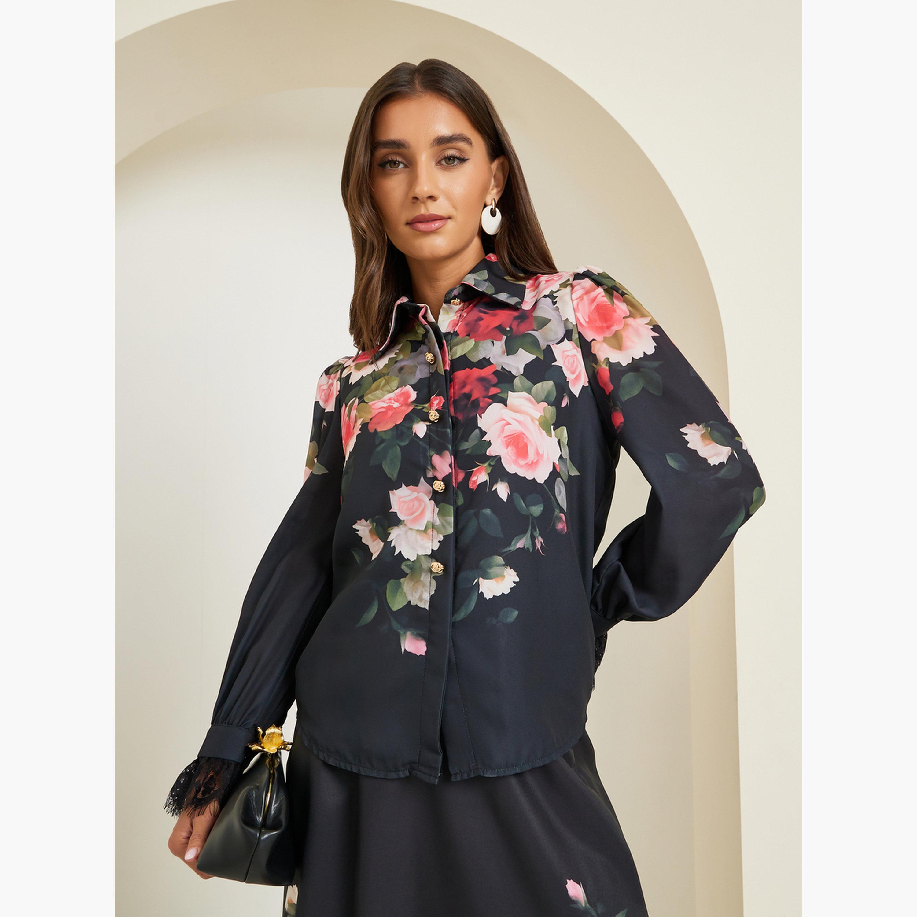 بلوزة بأكمام طويلة وطبعة زهور-women-clothing-shirtsandblouses-shirts-image-1