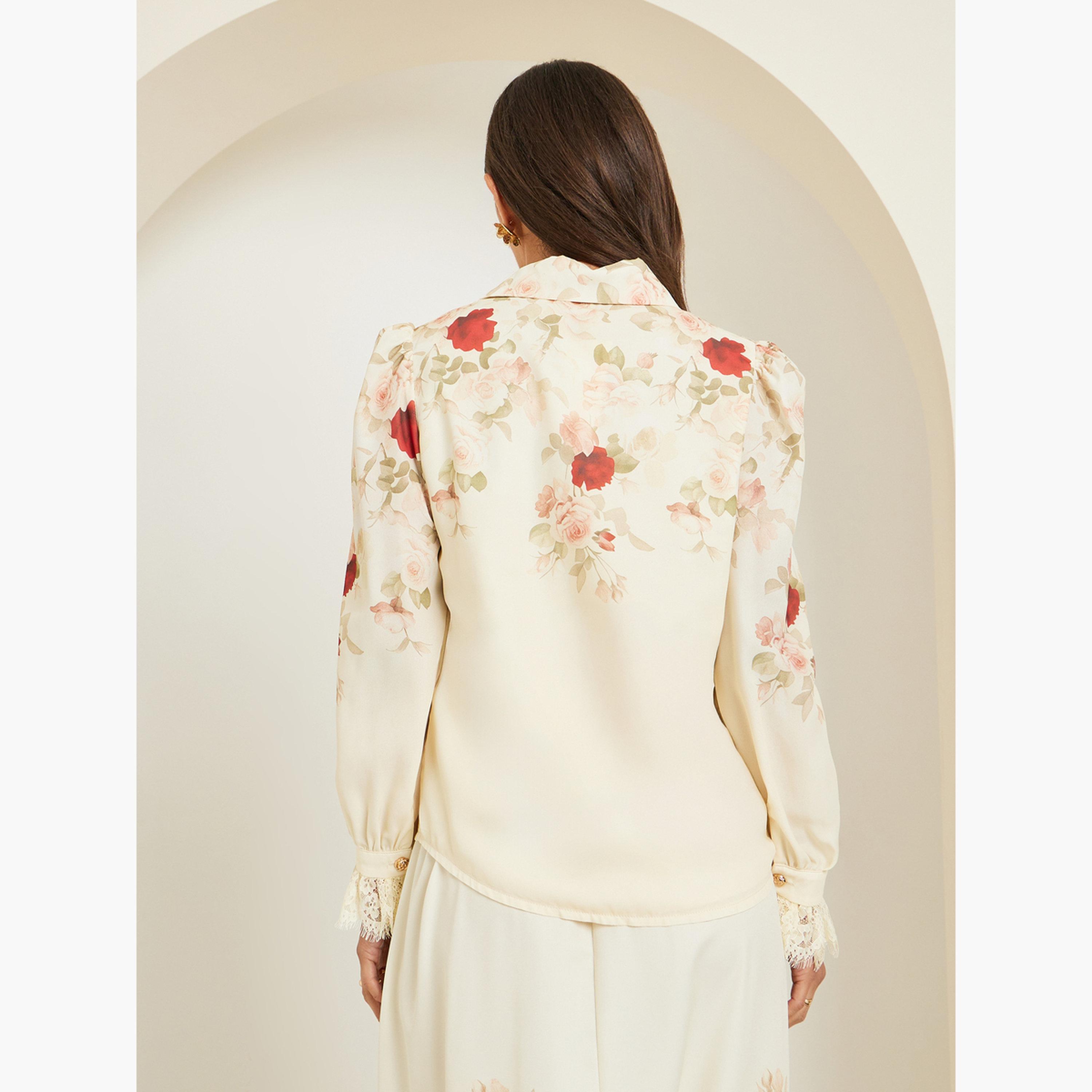 Styli Women Cream Floral Print Long Sleeve Shirt-women-clothing-shirtsandblouses-shirts-image-5