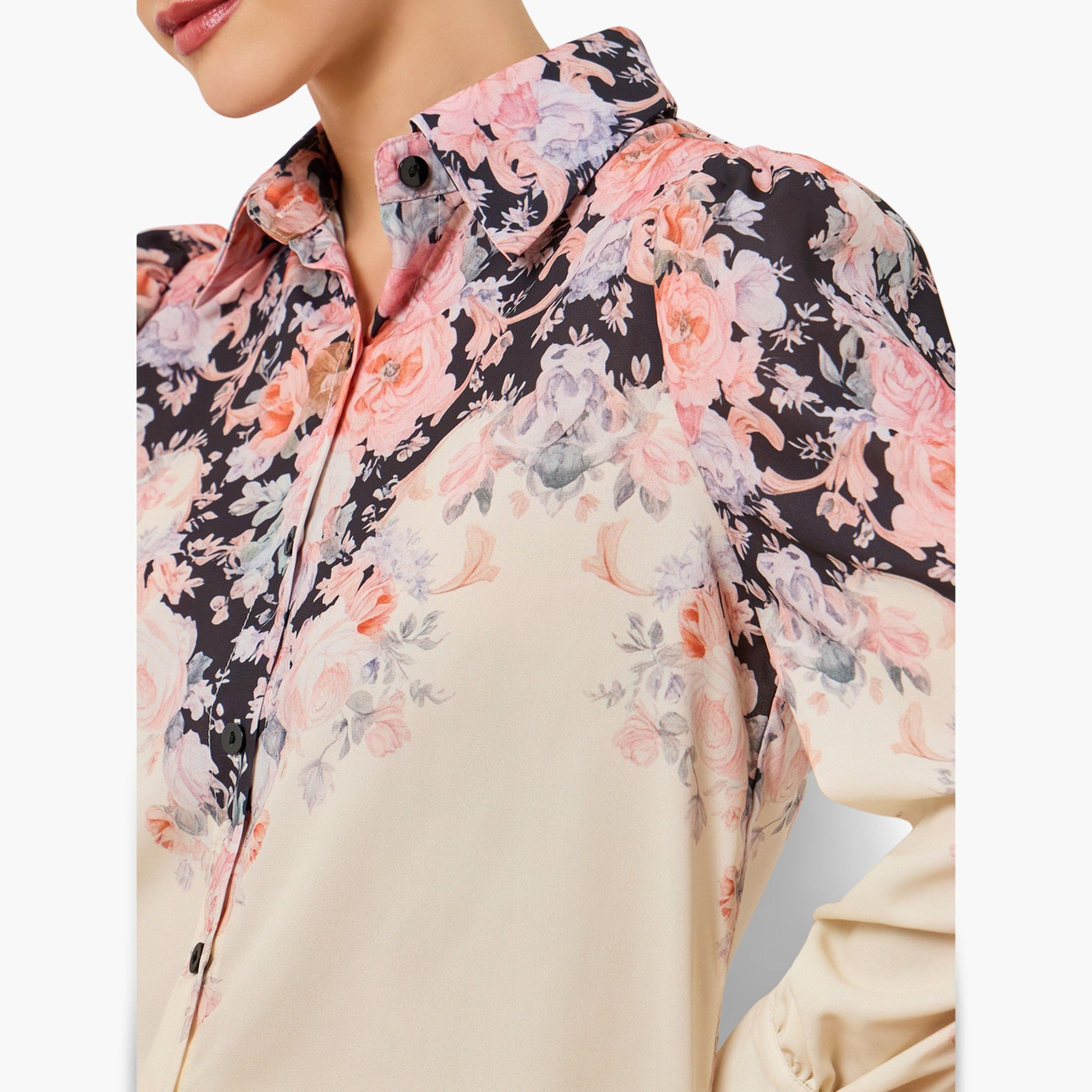 Styli Women Off White Floral Print Buttoned Shirt-women-clothing-shirtsandblouses-shirts-image-4