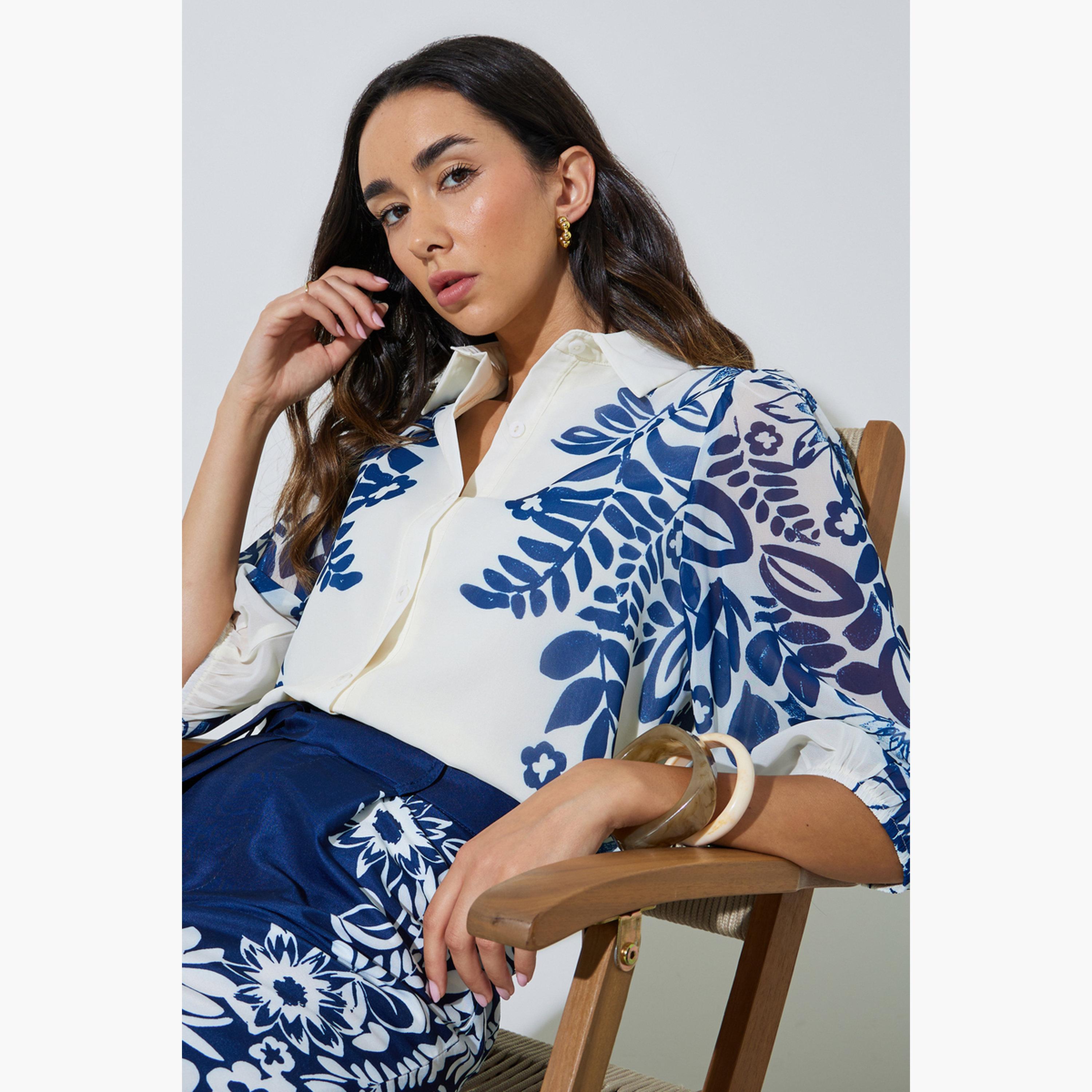 بلوزة بطبعة زهور وحافة-women-clothing-shirtsandblouses-shirts-image-3