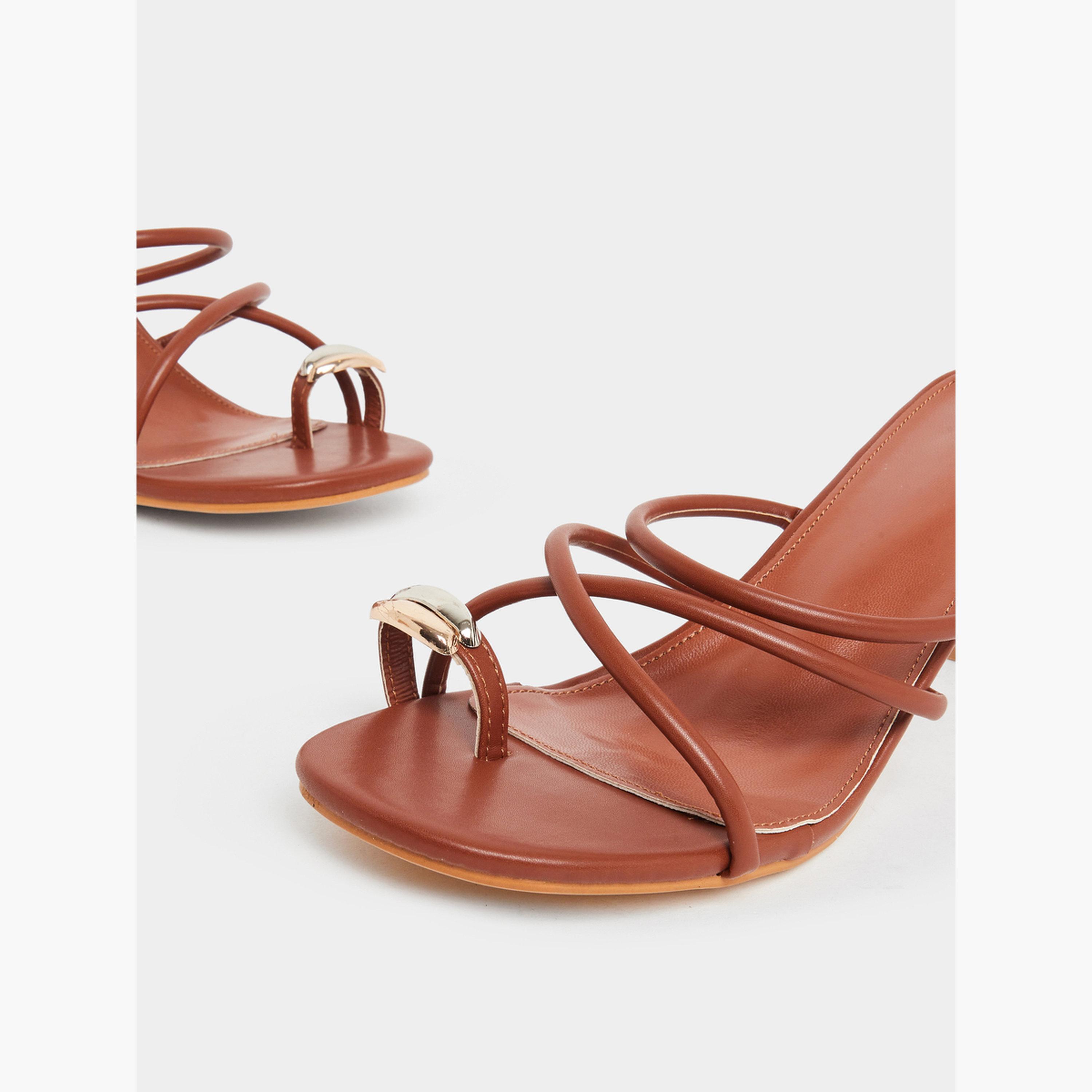 Styli Women Tan Strappy Stiletto Heel Sandals-women-shoes-sandals-heeled-image-4