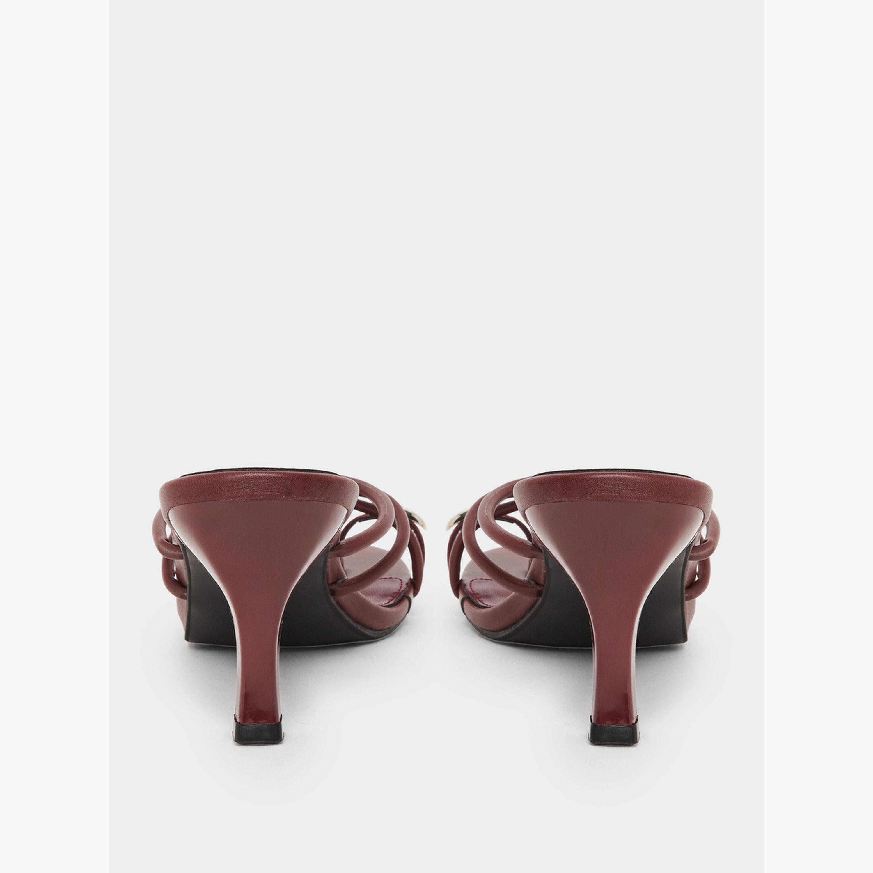 Styli Women Burgundy Strappy Stiletto Heel Sandals-women-shoes-sandals-heeled-image-5