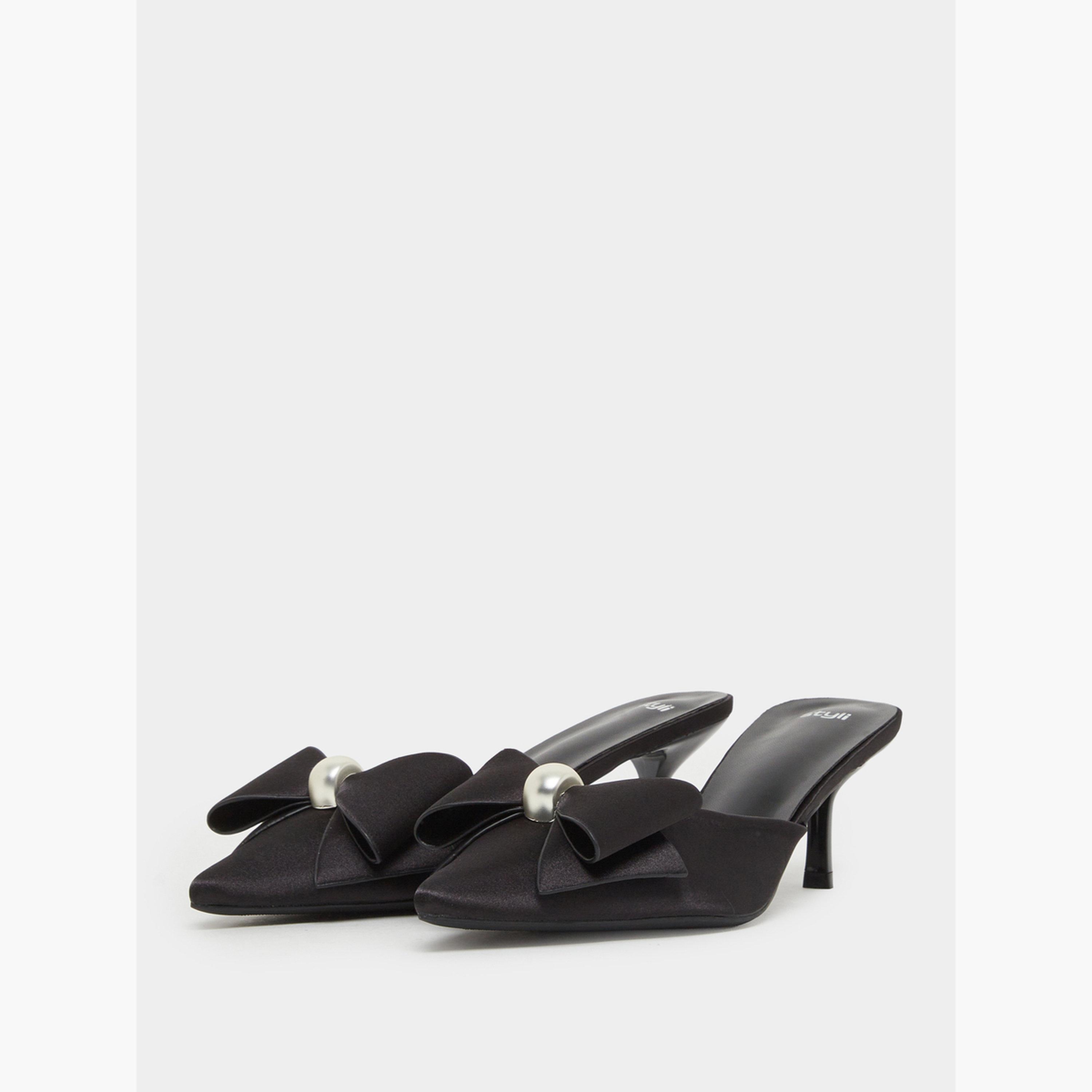 حذاء مول أسود بتفاصيل عقدة-women-shoes-heels-image-1
