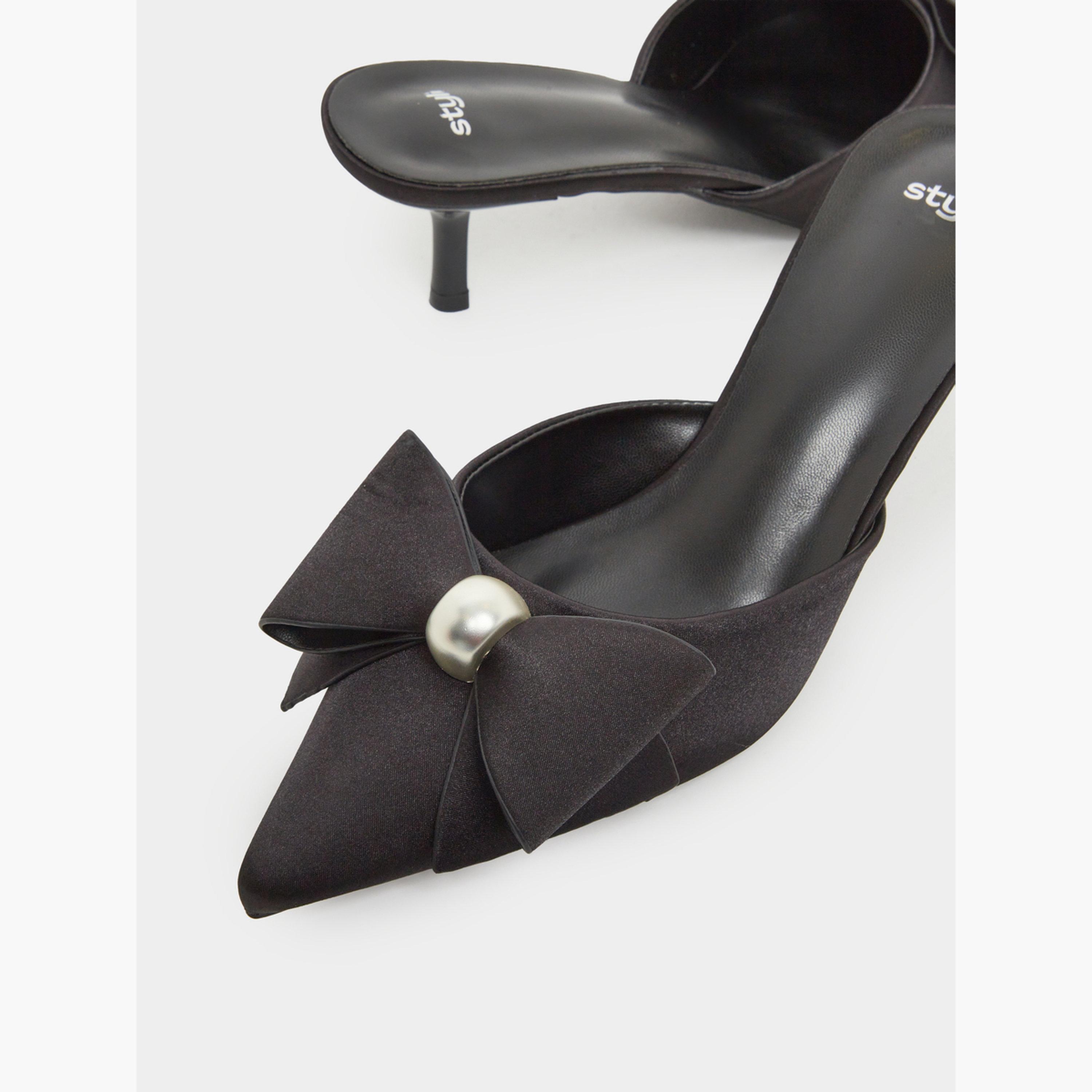 حذاء مول أسود بتفاصيل عقدة-women-shoes-heels-image-3