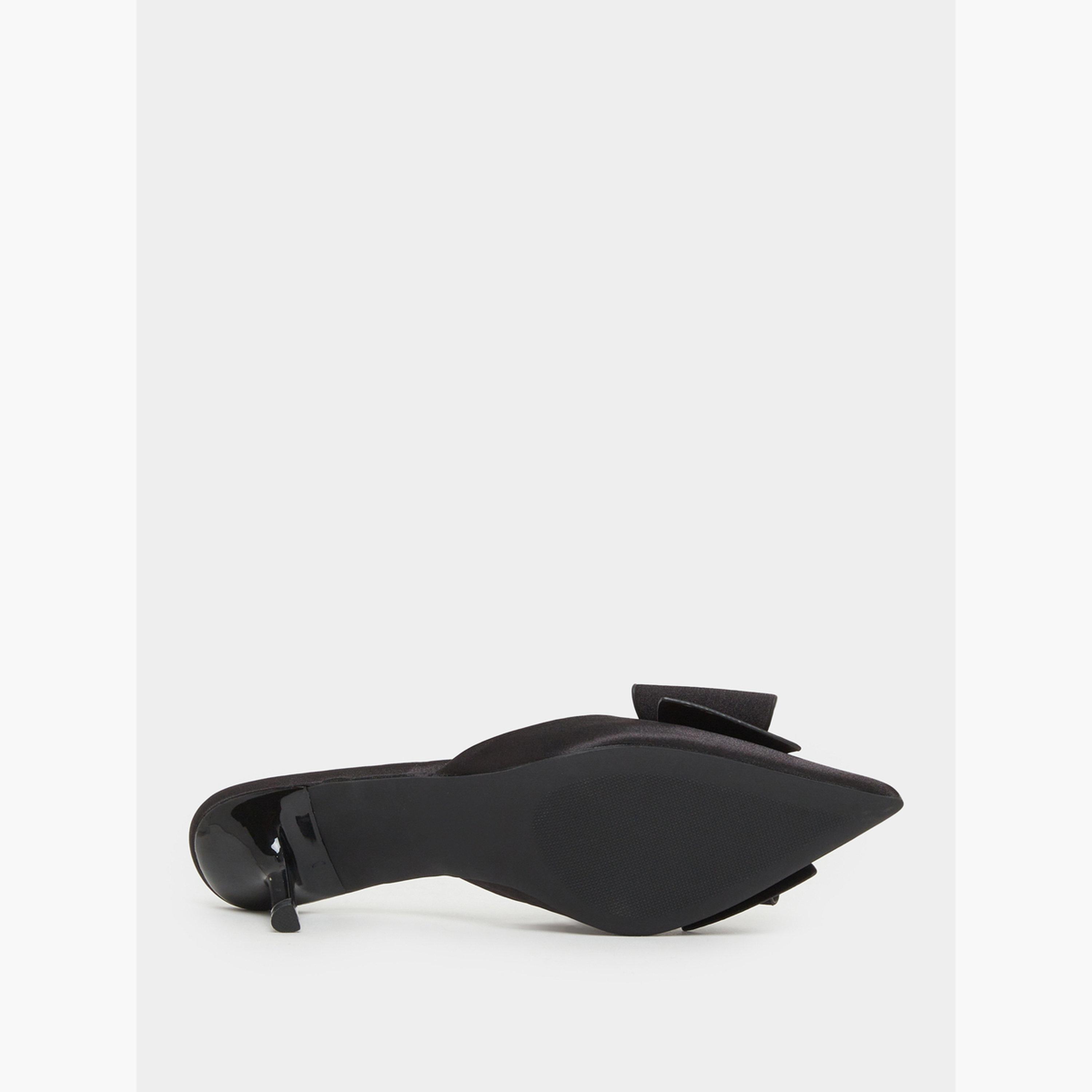 Styli Women Black Bow Trim Mules-women-shoes-heels-image-6