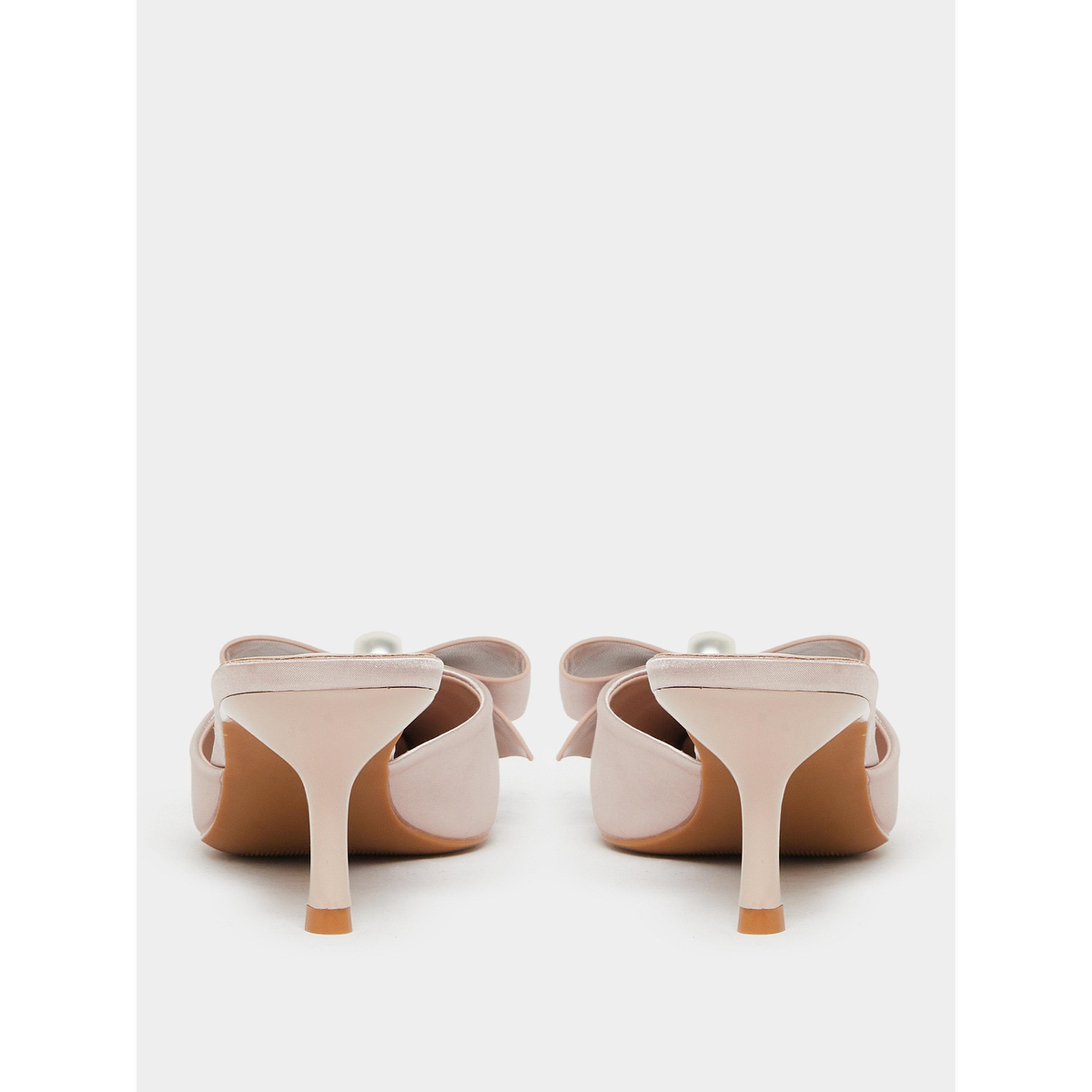 Styli Nude Satin Mules with Bow Detail-women-shoes-heels-image-4