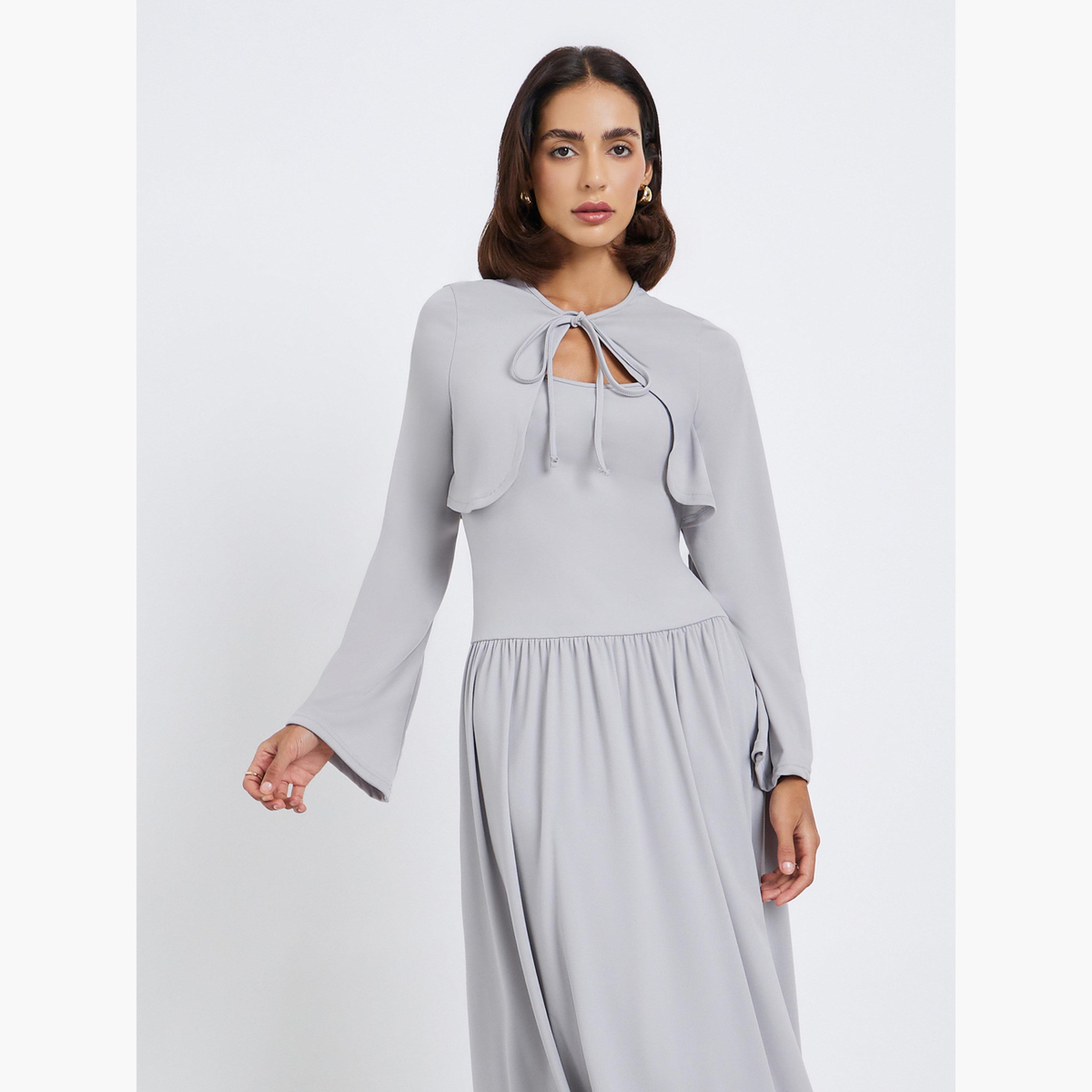 فستان طويل بأربطة مع بوليرو-women-clothing-dresses-image-2
