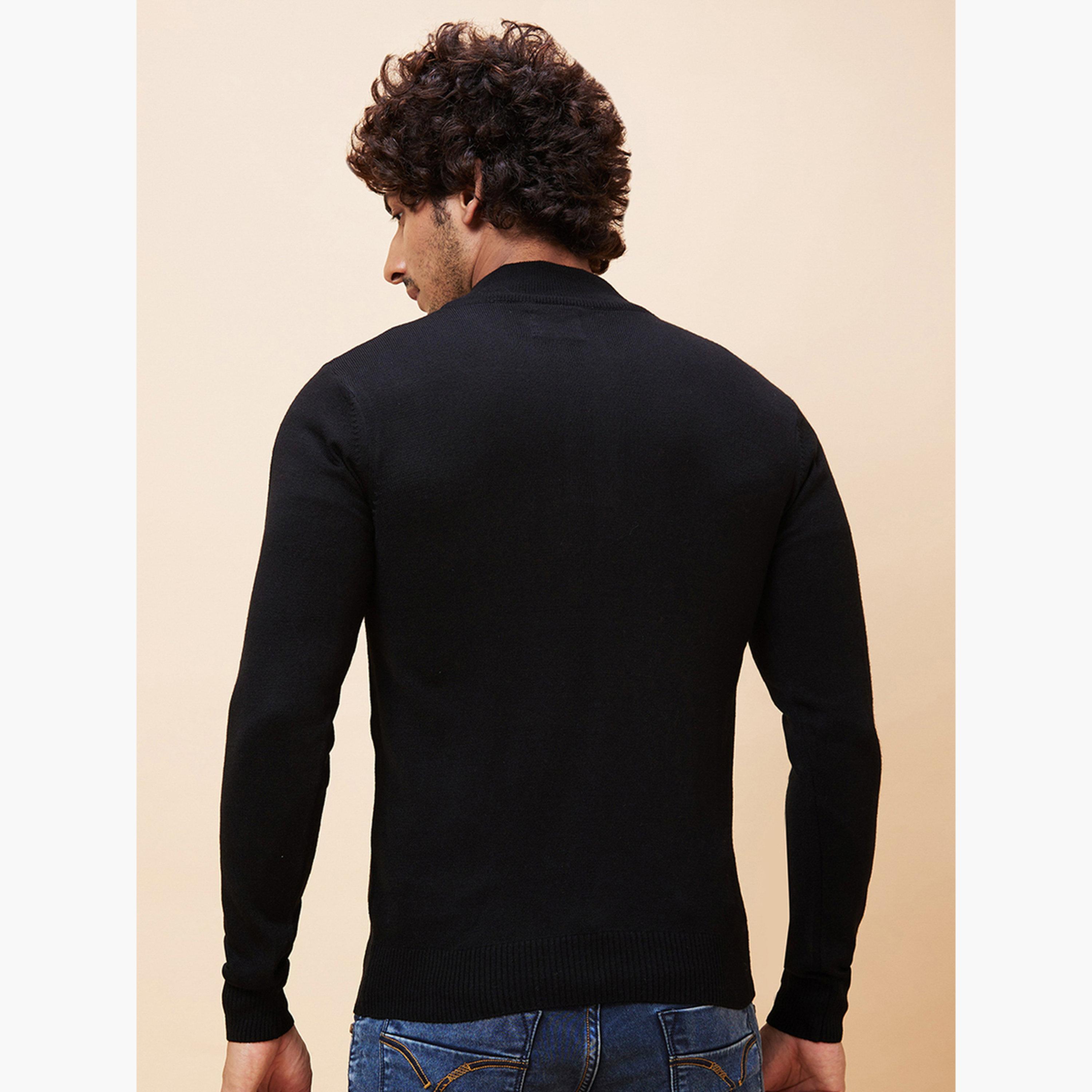 Globus X Styli Black Solid High Neck Long Sleeves Men's Pure Acrylic Pullover-men-winterwear-hoodiesandsweatshirts-image-4