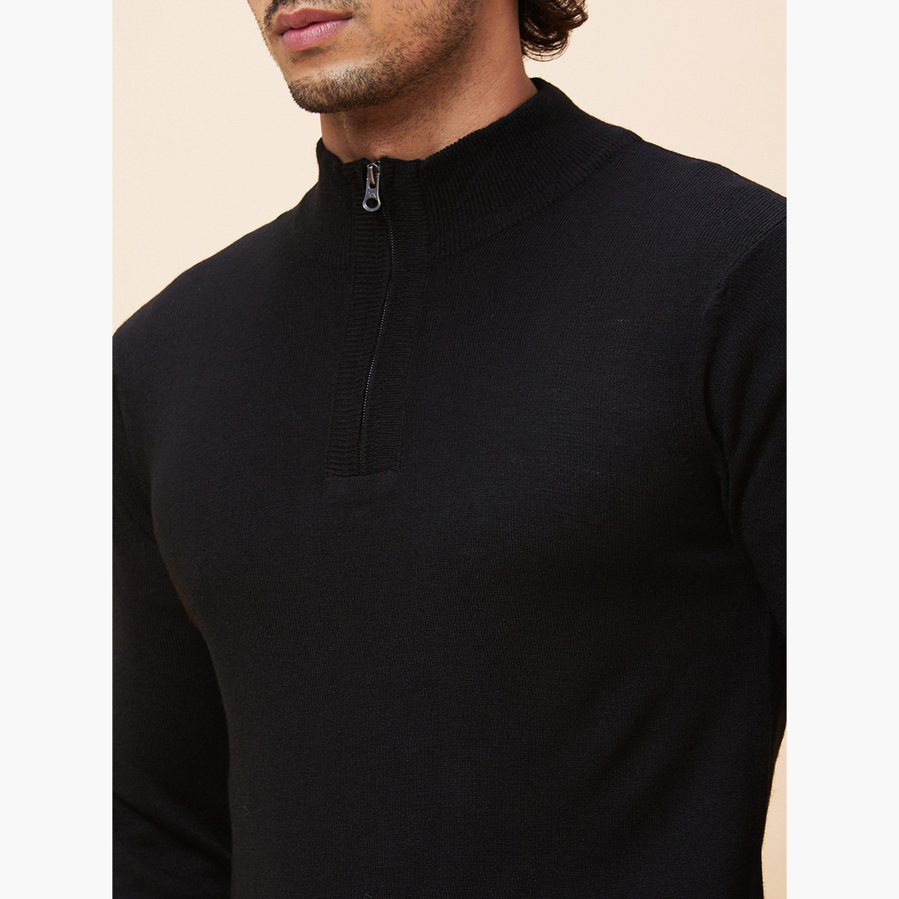 Globus X Styli Black Solid High Neck Long Sleeves Men's Pure Acrylic Pullover-men-winterwear-hoodiesandsweatshirts-image-6