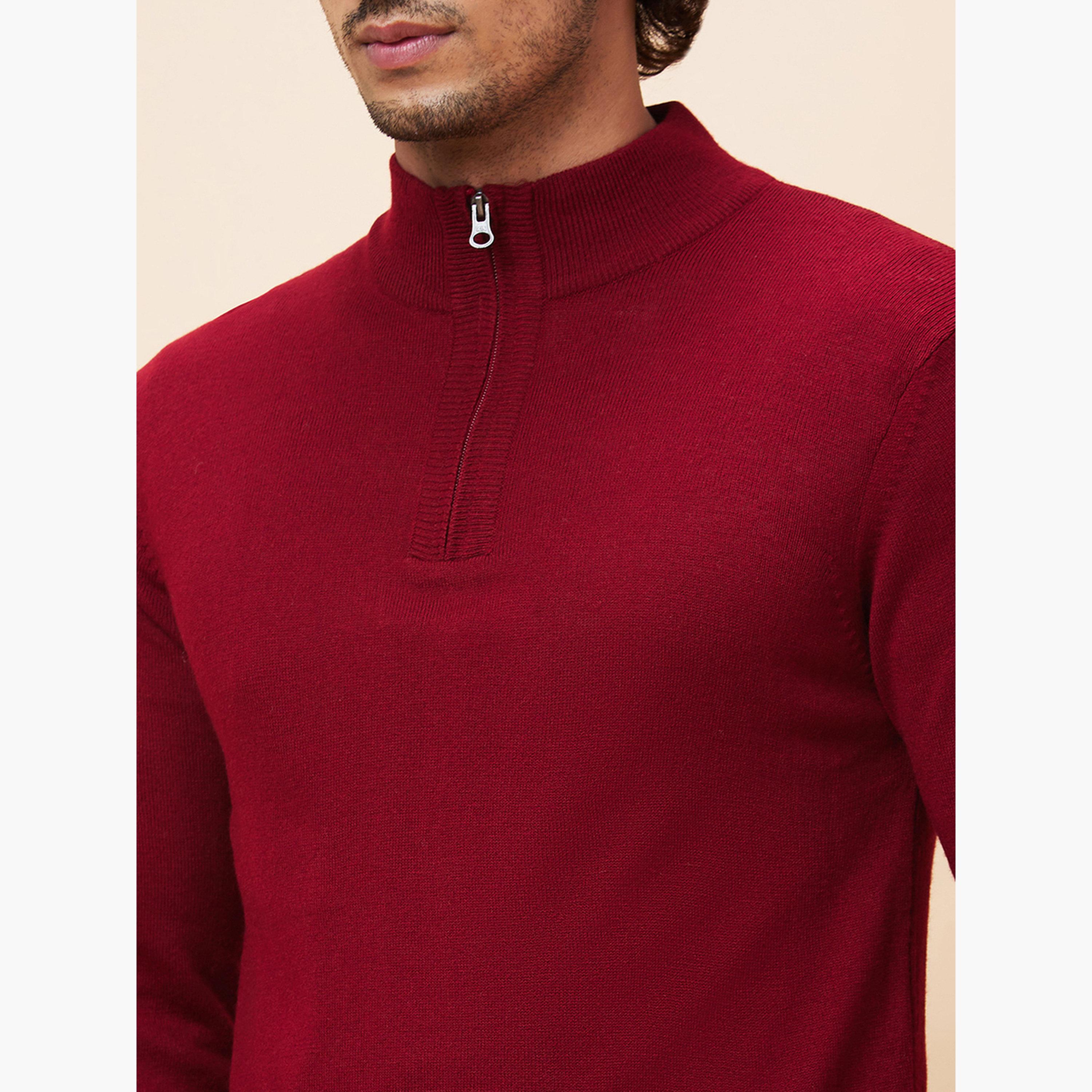 Globus X Styli Maroon Solid High Neck Long Sleeves Men's Pure Acrylic Pullover-men-winterwear-hoodiesandsweatshirts-image-6