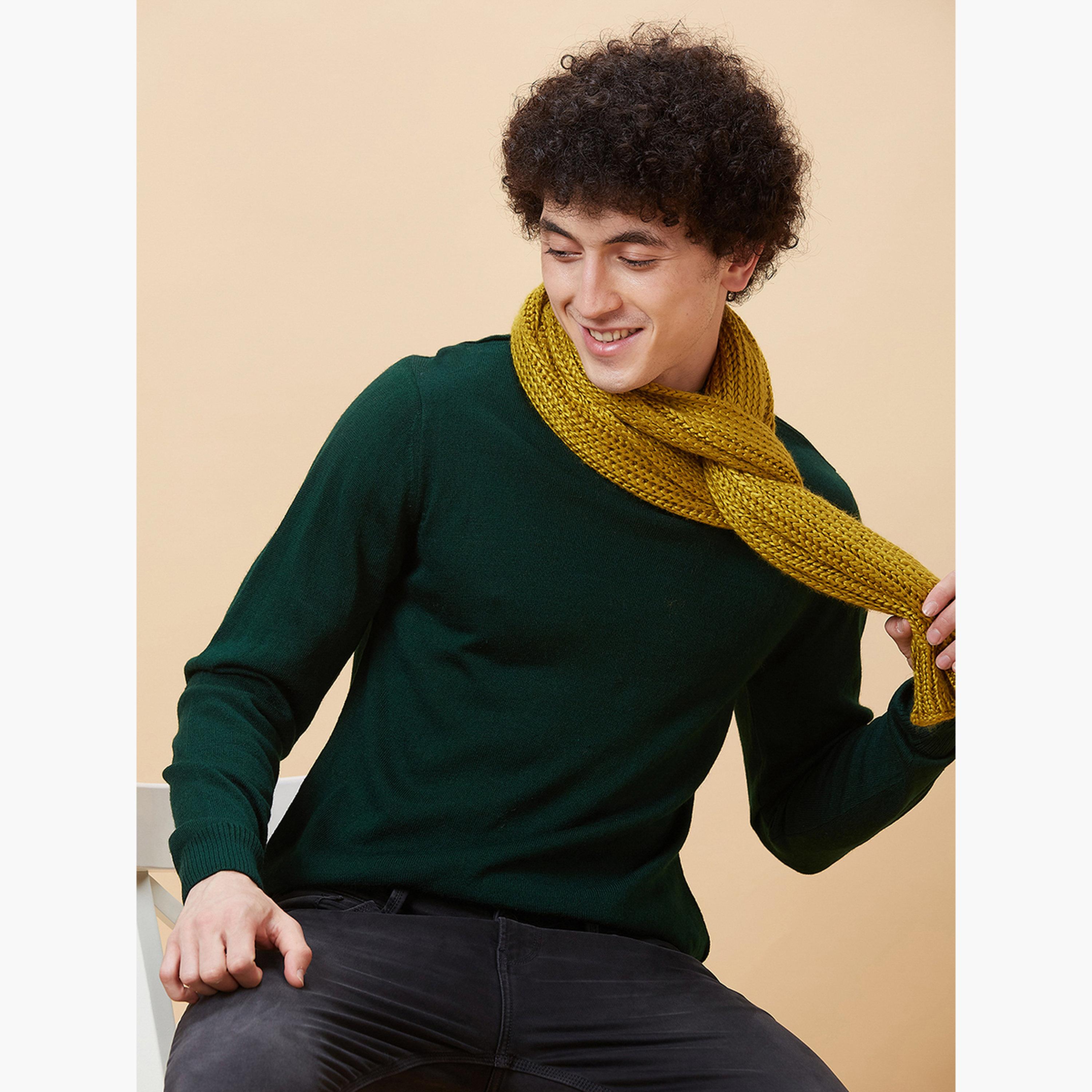 Globus X Styli Green Solid High Neck Long Sleeves Men's Sweater-men-winterwear-hoodiesandsweatshirts-image-5